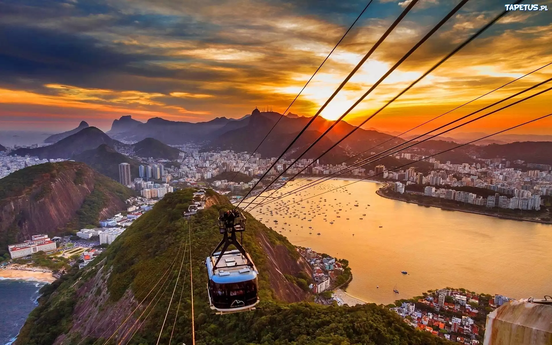Rio de Janeiro, Kolejka, Linowa, Zachód, Słońca