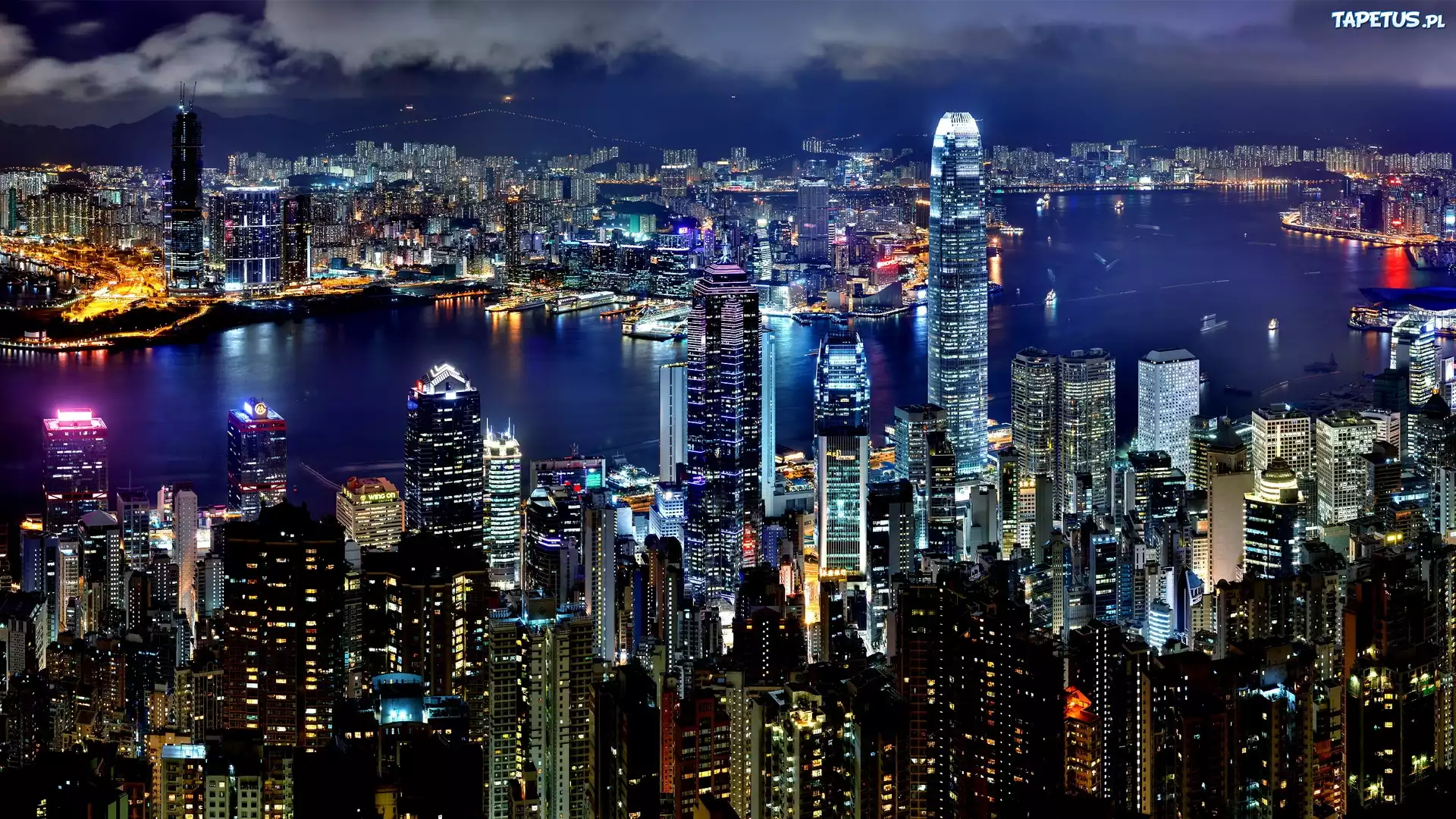 Hong, Kong, Nocą, Chiny