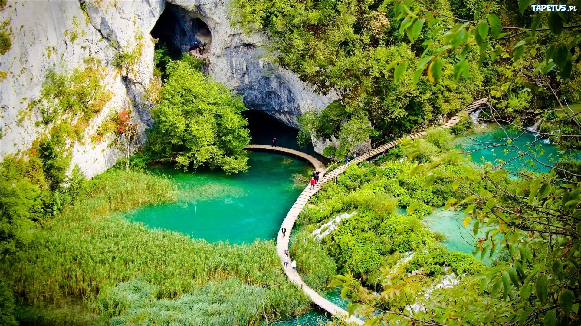 Ludzie, Woda, Pomost, Park, Plitvice