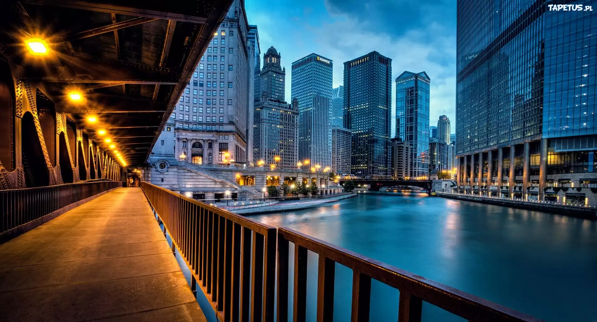 Wieczór, Miasto, Chicago, Stany Zjednoczone