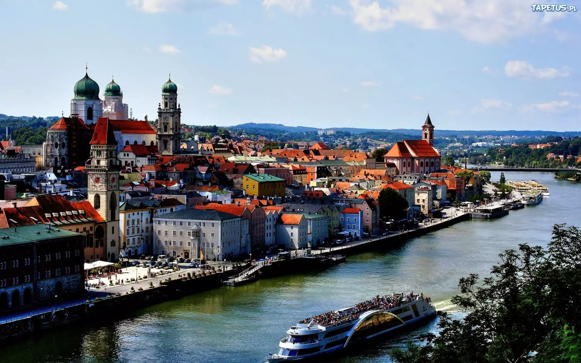 Rzeka, Panorama, Miasta, Altstadt, Niemcy