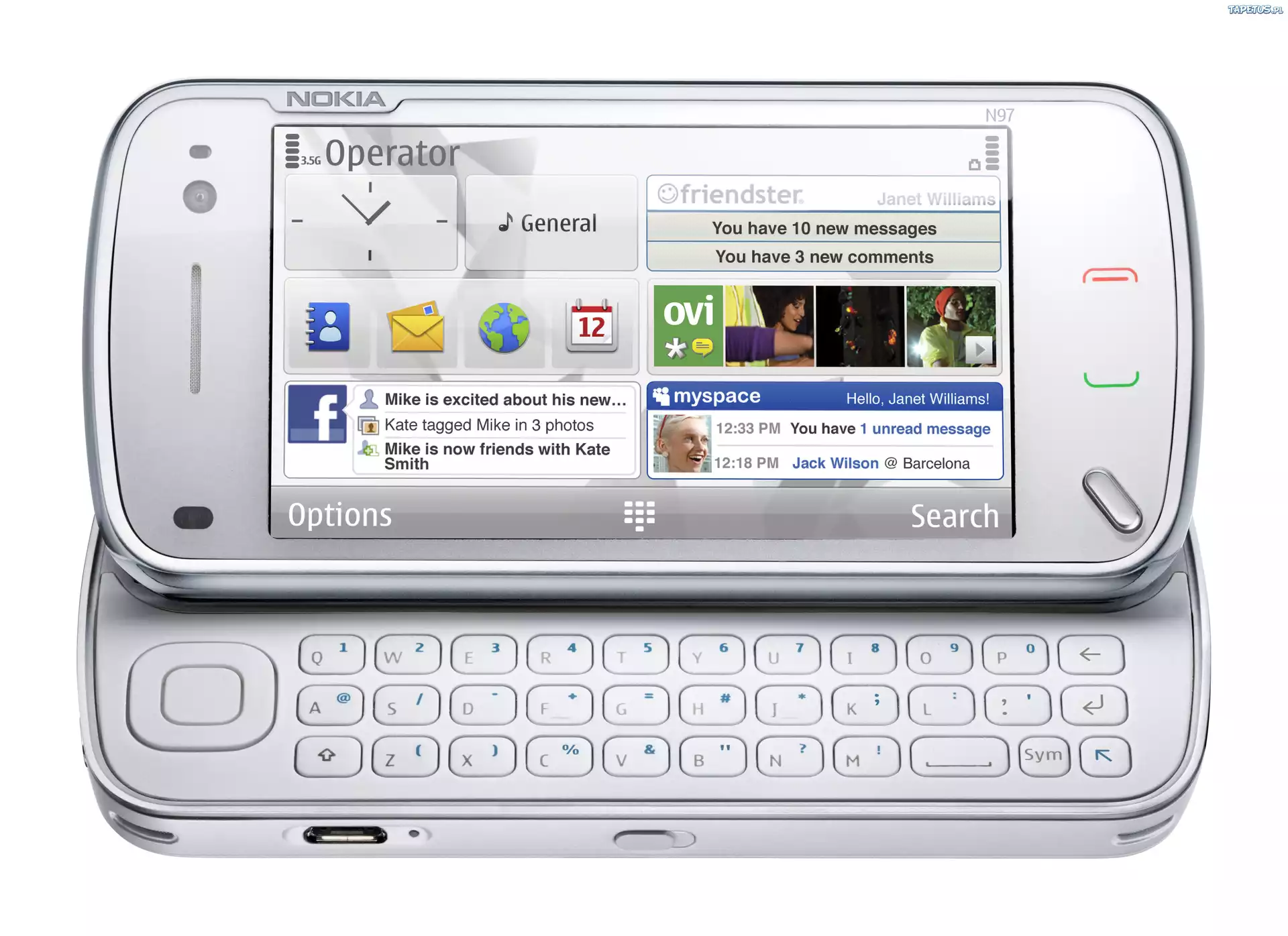 Nokia N97, Srebrna, Poziomo