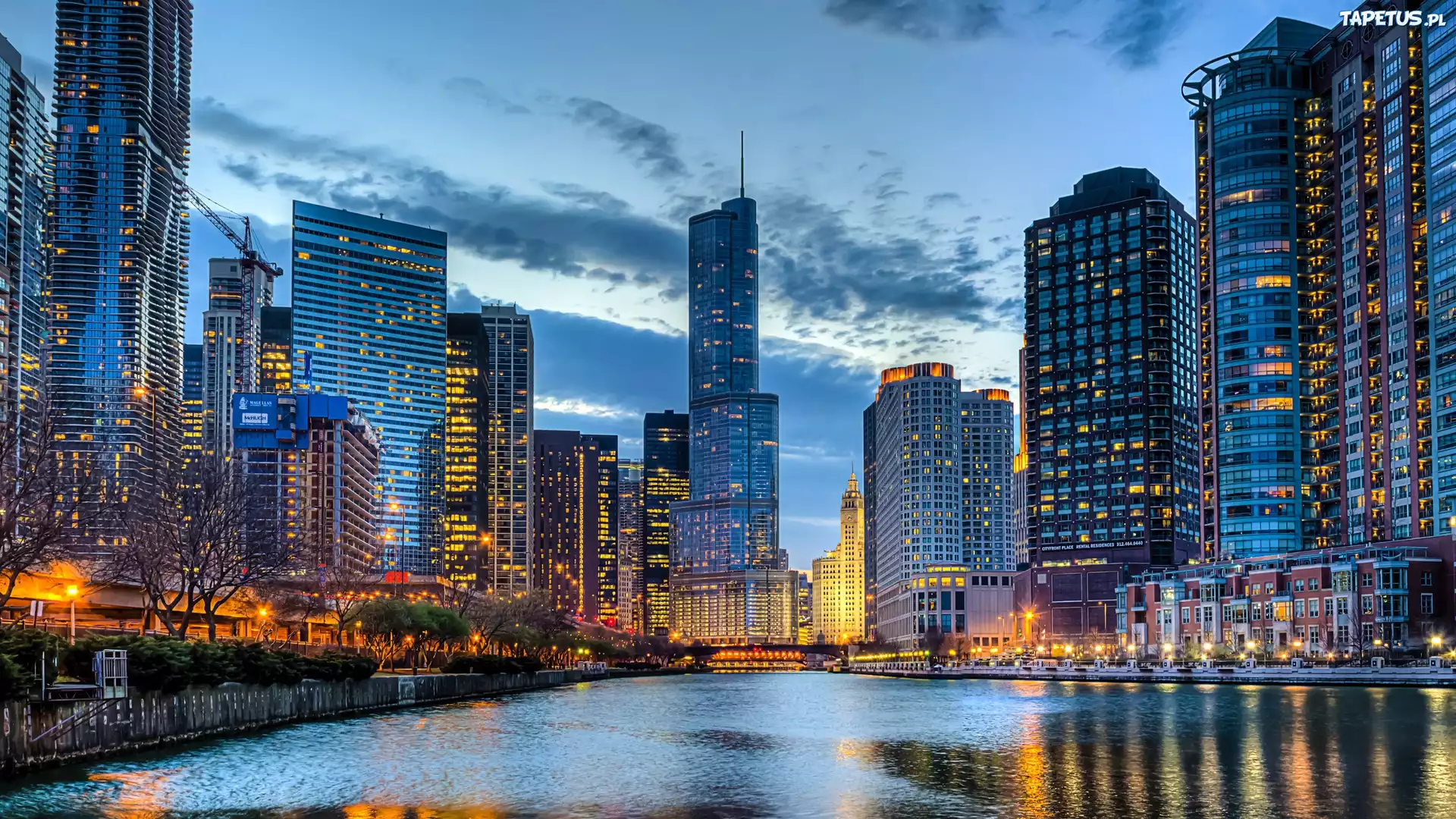 Rzeka, Drapacze, Chmur, Chicago, USA