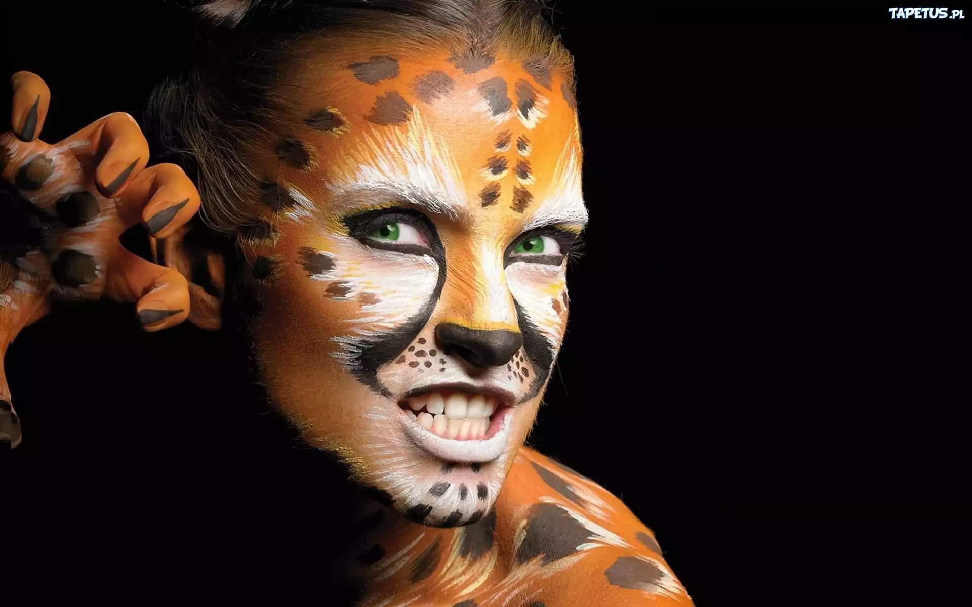 Kobieta, Kocica, Bodypainting