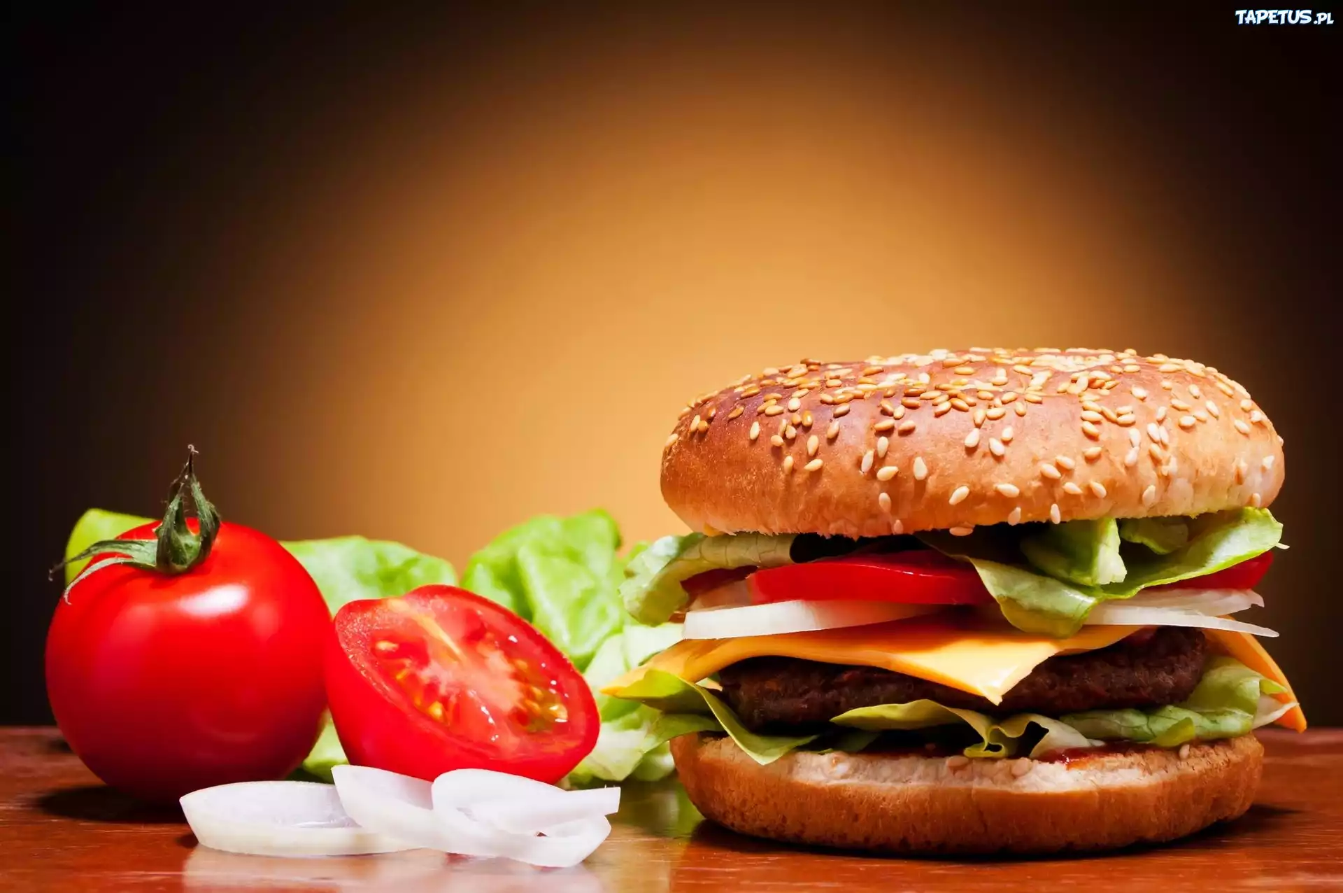 Hamburger, Pomidory, Cebula, Sałata