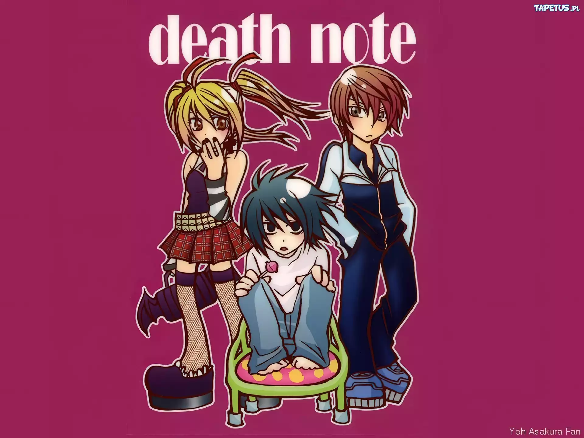 Death Note, dzieci, lizak, dres, krzesło