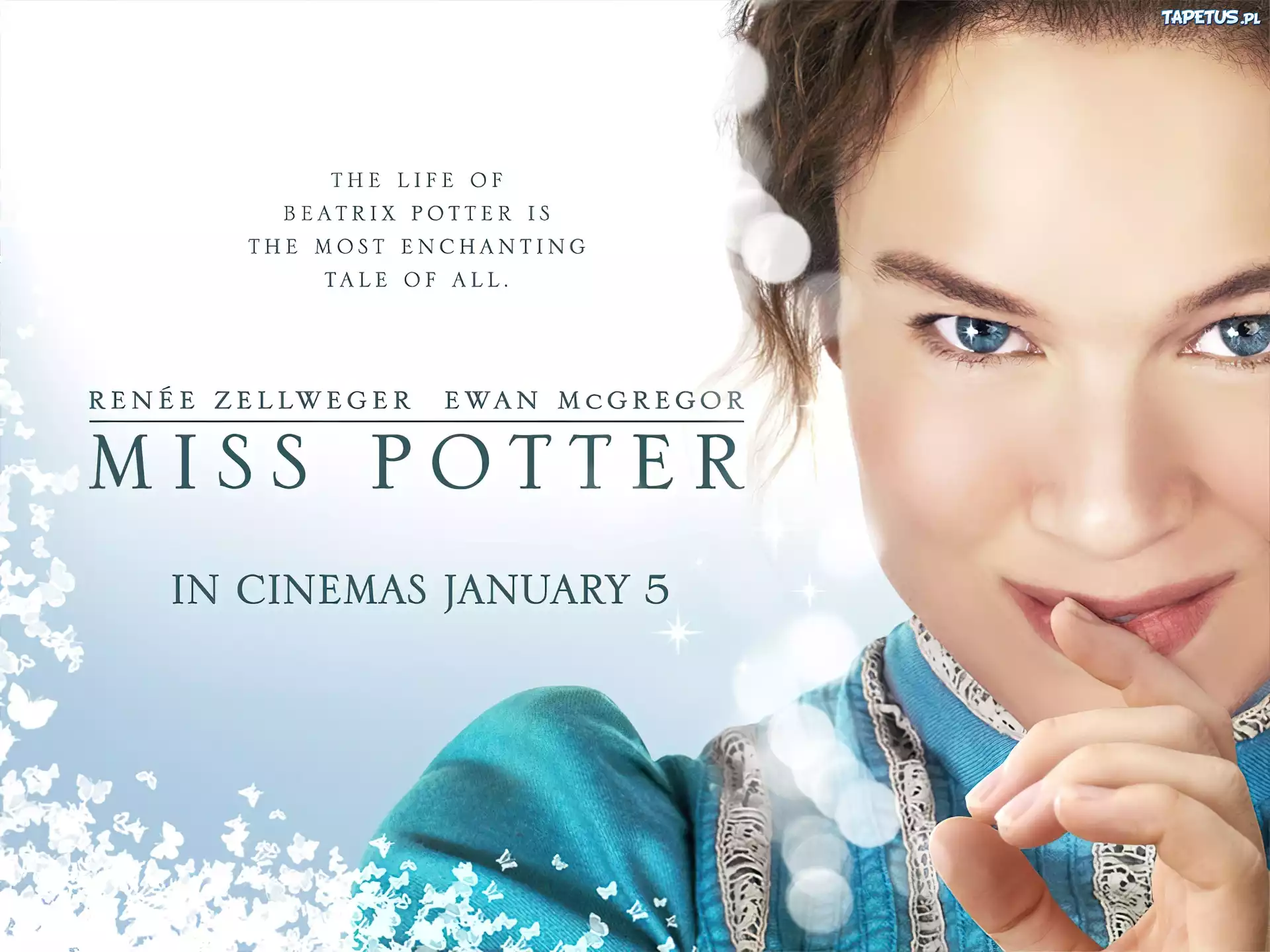 Miss Potter, Renee Zellweger, twarz, napisy
