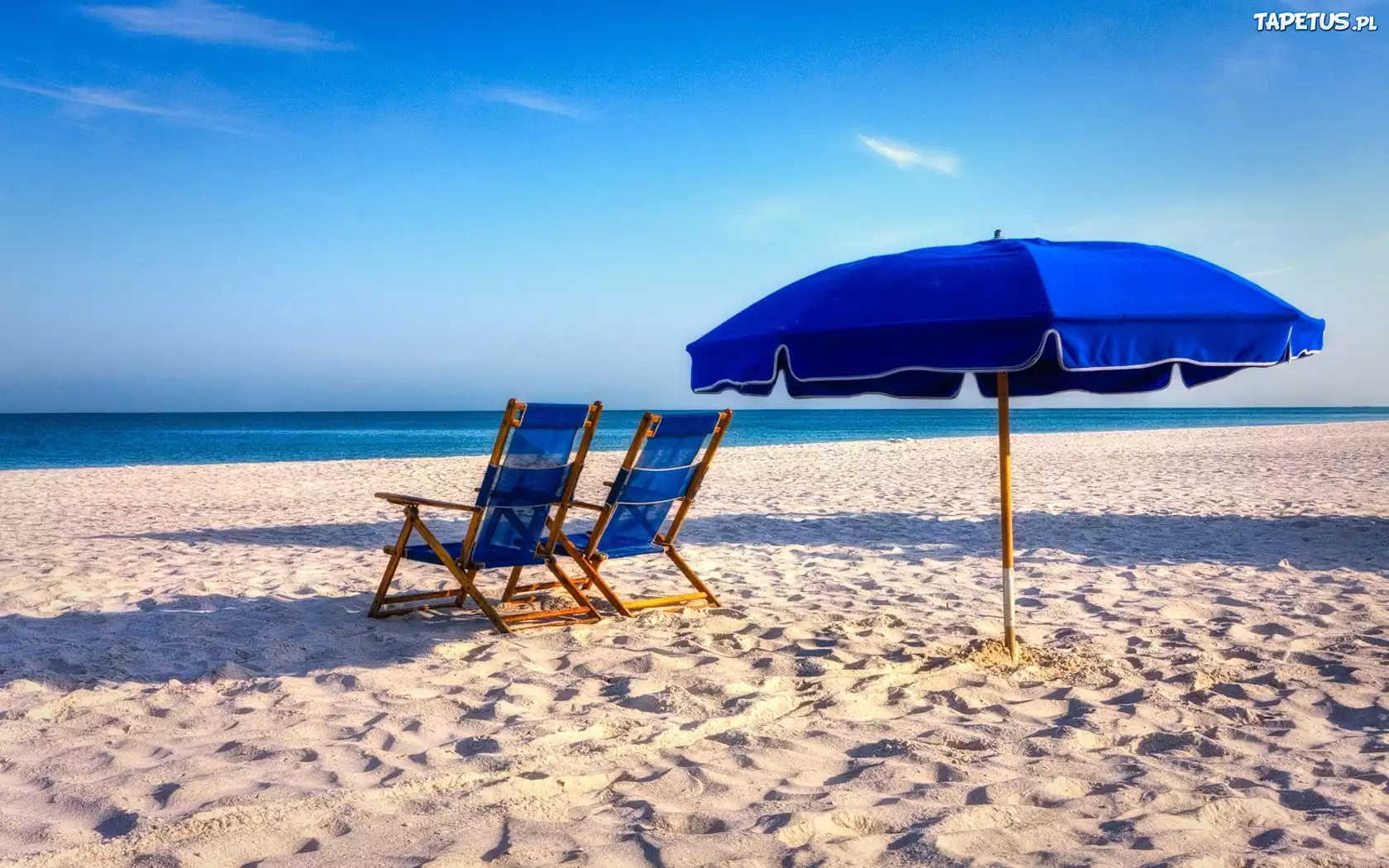 Morze, Plaża, Granatowe, Leżaki, Parasol