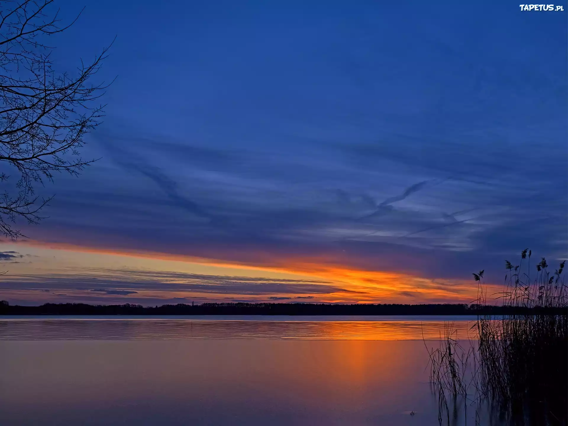 Jezioro, Zachód Słońca