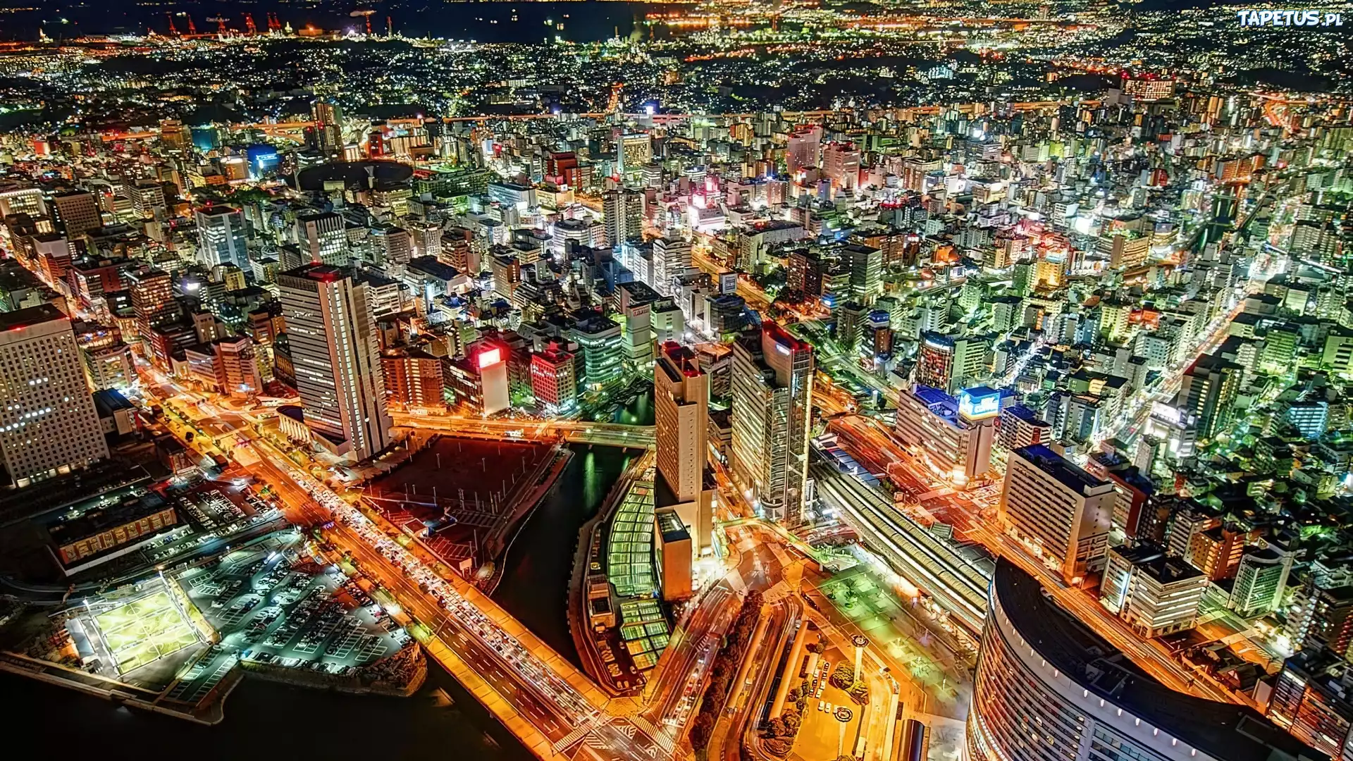 Yokohama, Nocą, Japonia