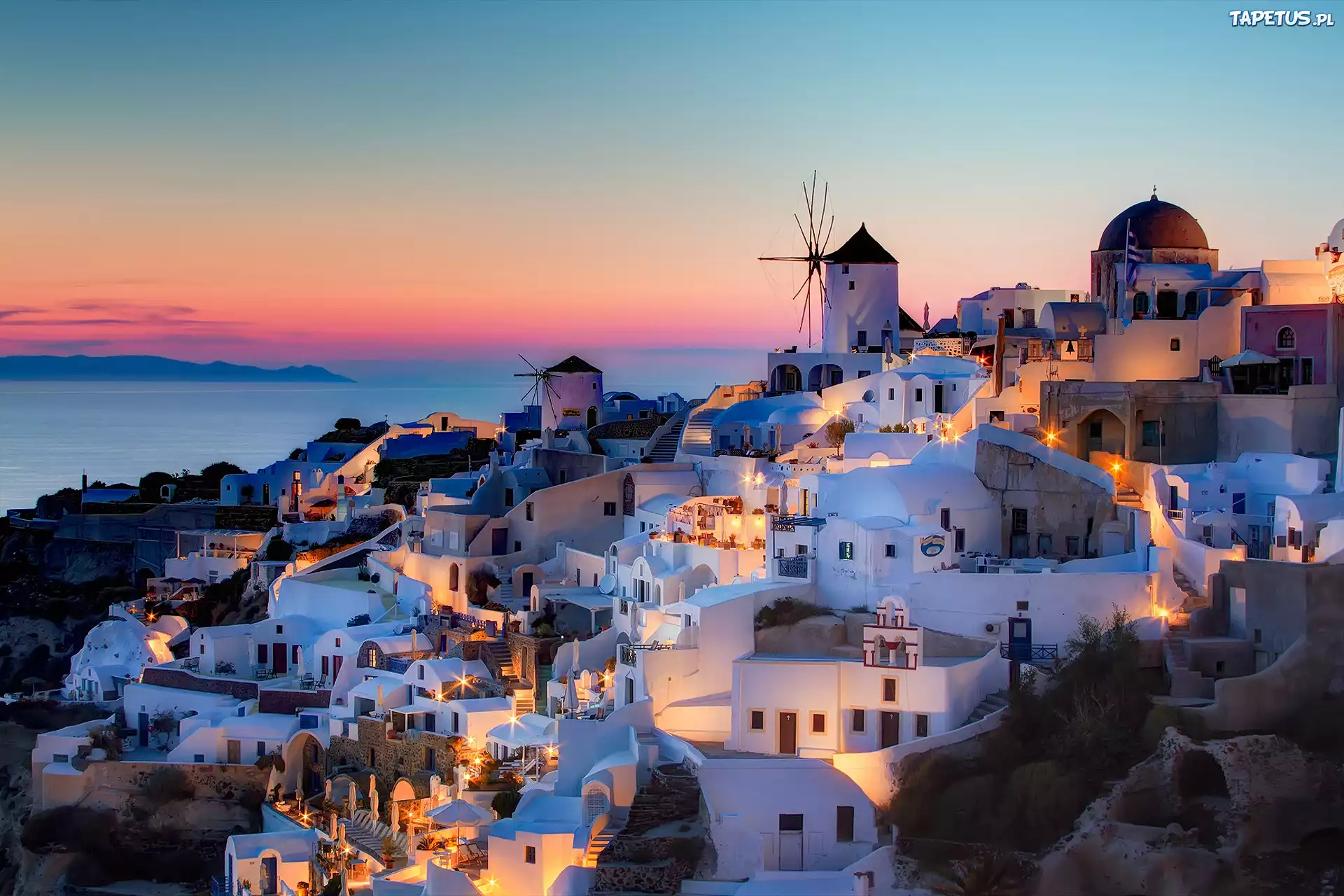 Domy, Zachód Słońca, Santorini