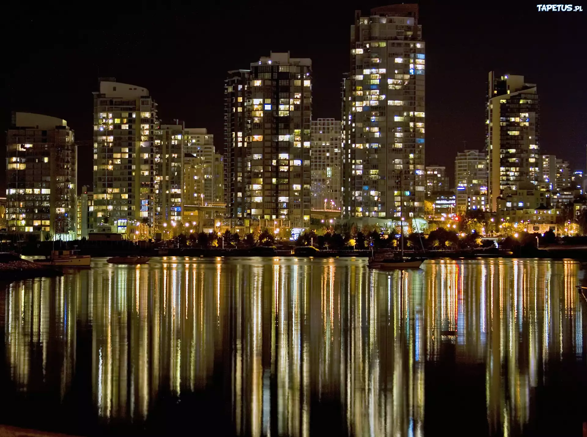 Miasto, Nocą, Światła