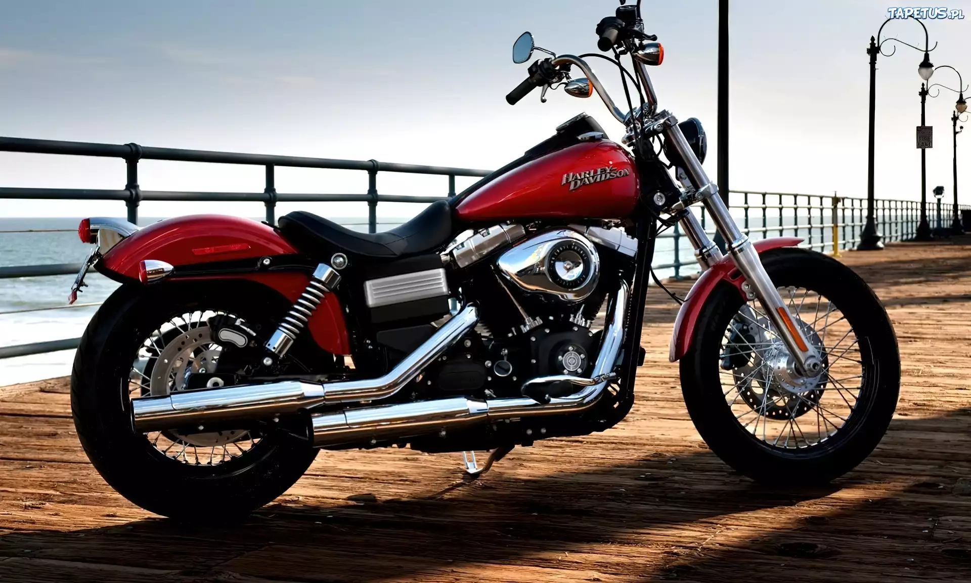 Motocykl, Harley, Davidson, Most, Barierka, Latarnie