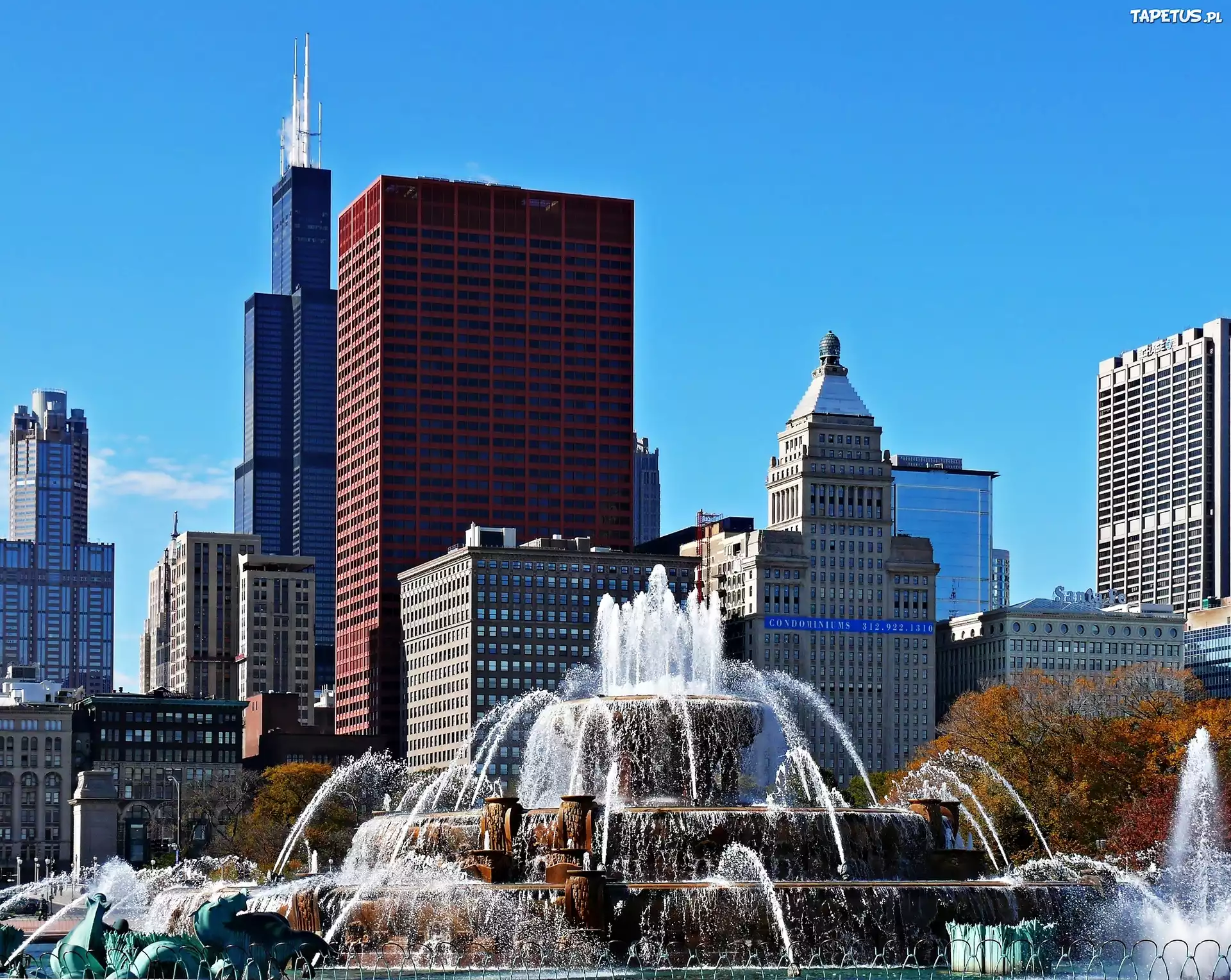 Chicago, Drapacze, Chmur, Fontanna