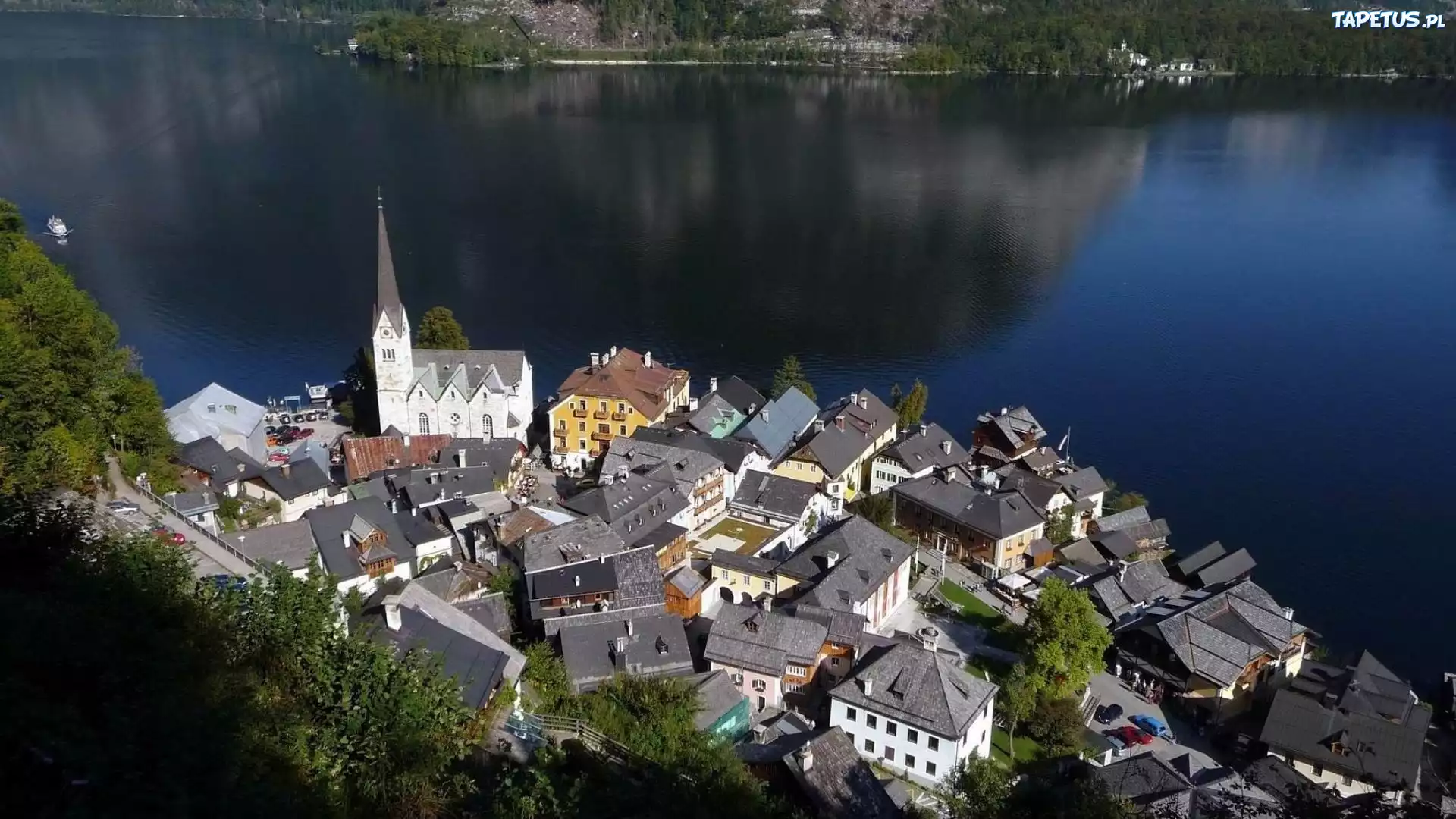 Jezioro, Domy, Hallstatt, Austria
