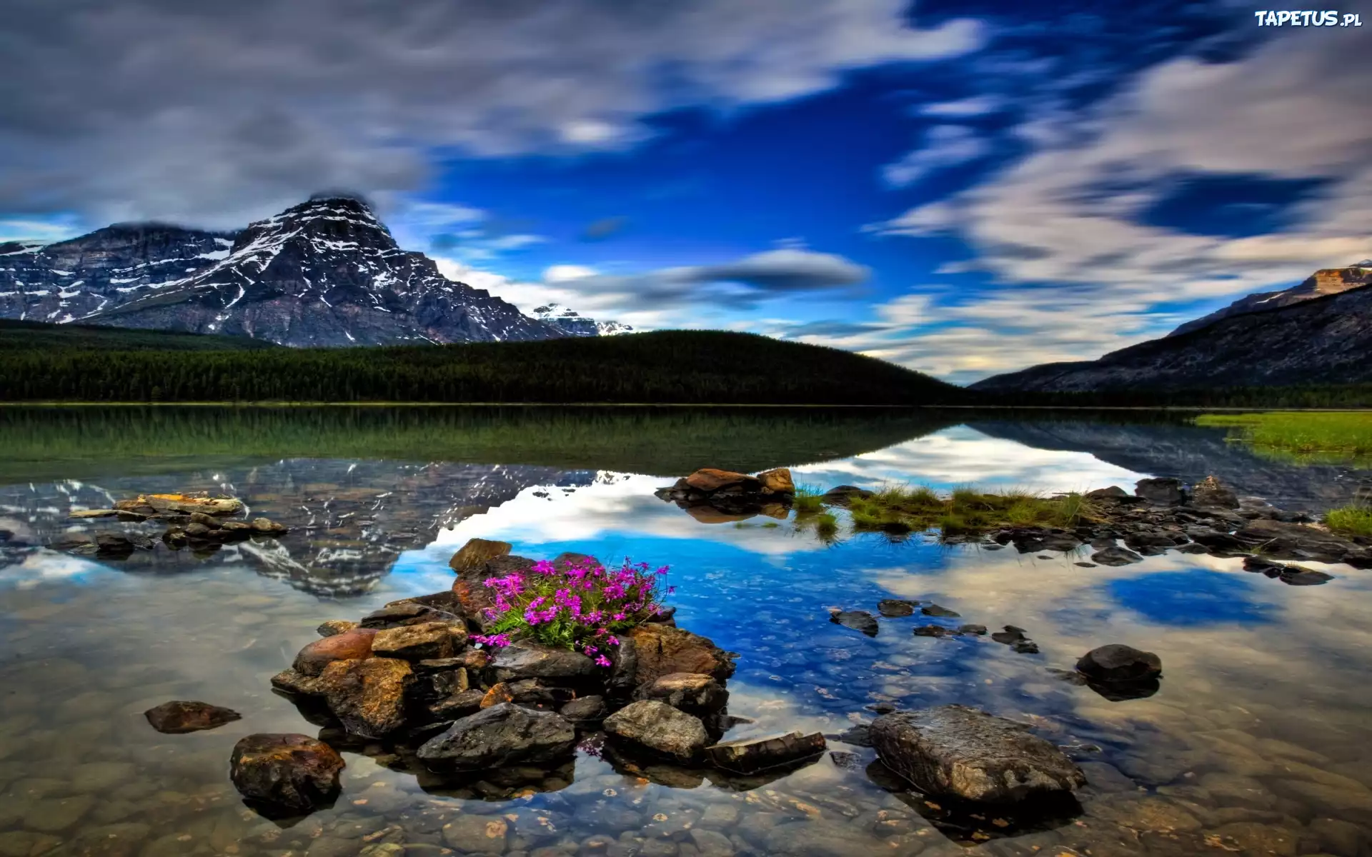 Jezioro, Kamienie, Góry, Banff, Kanada