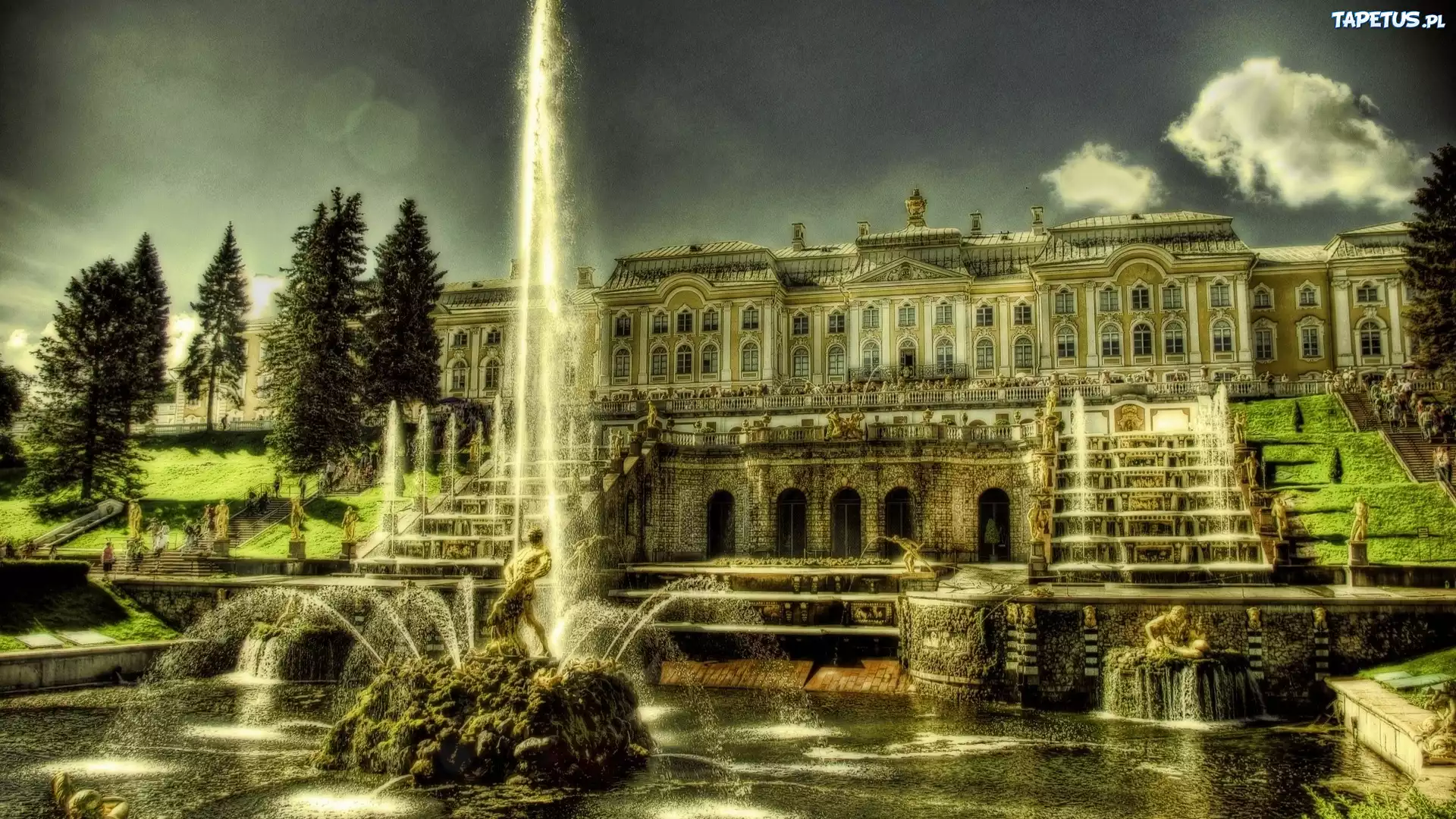 Pałac, Fontanna, Peterhof, Rosja