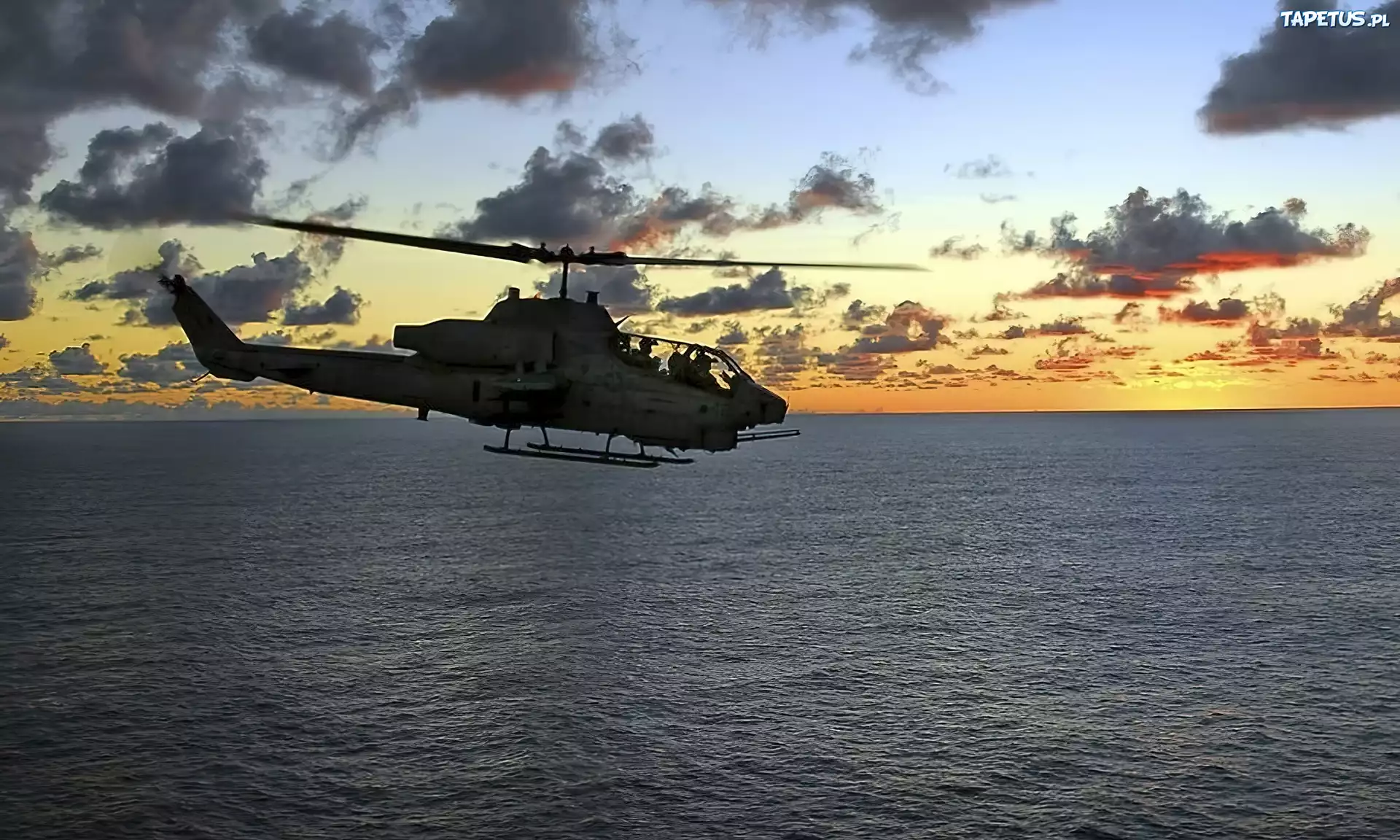 Helikopter, Morze, Niebo