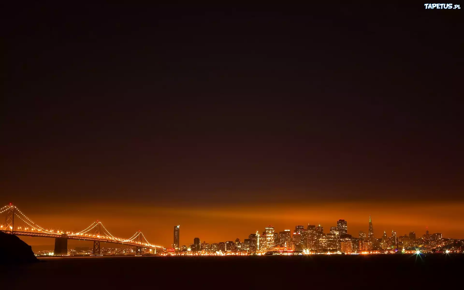 San Francisco, Miasto, Nocą, Most, Oświetlenie