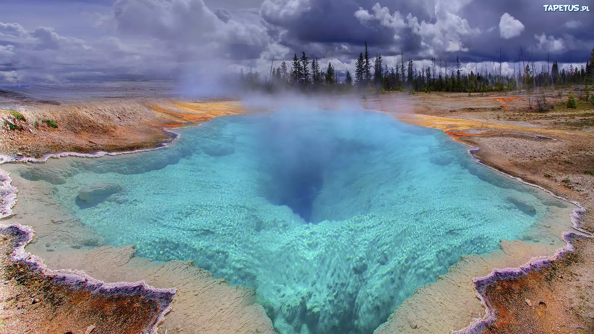 Gejzer, Park, Yellowstone, Chmury