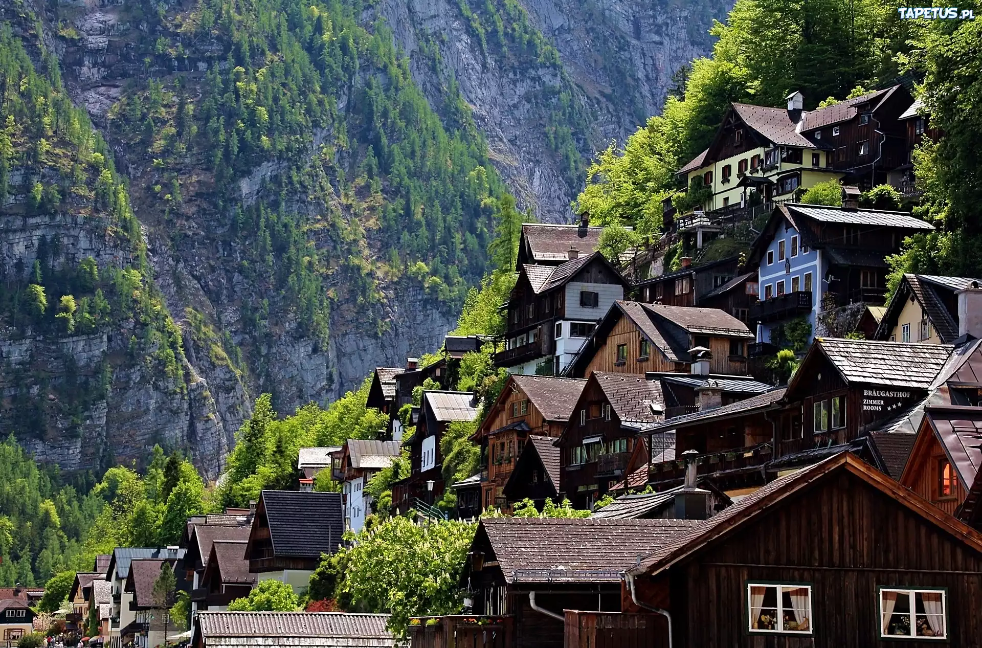 Hallstatt, Austria, Domy, Góry, Stok