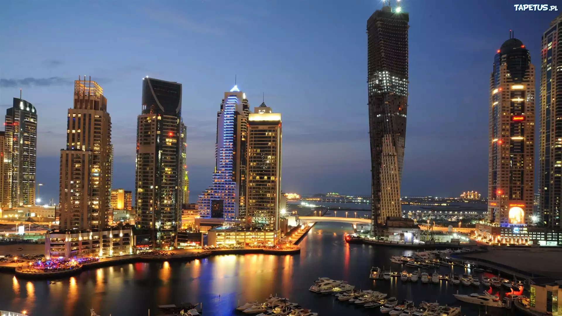 Miasto, Nocą, Dubaj