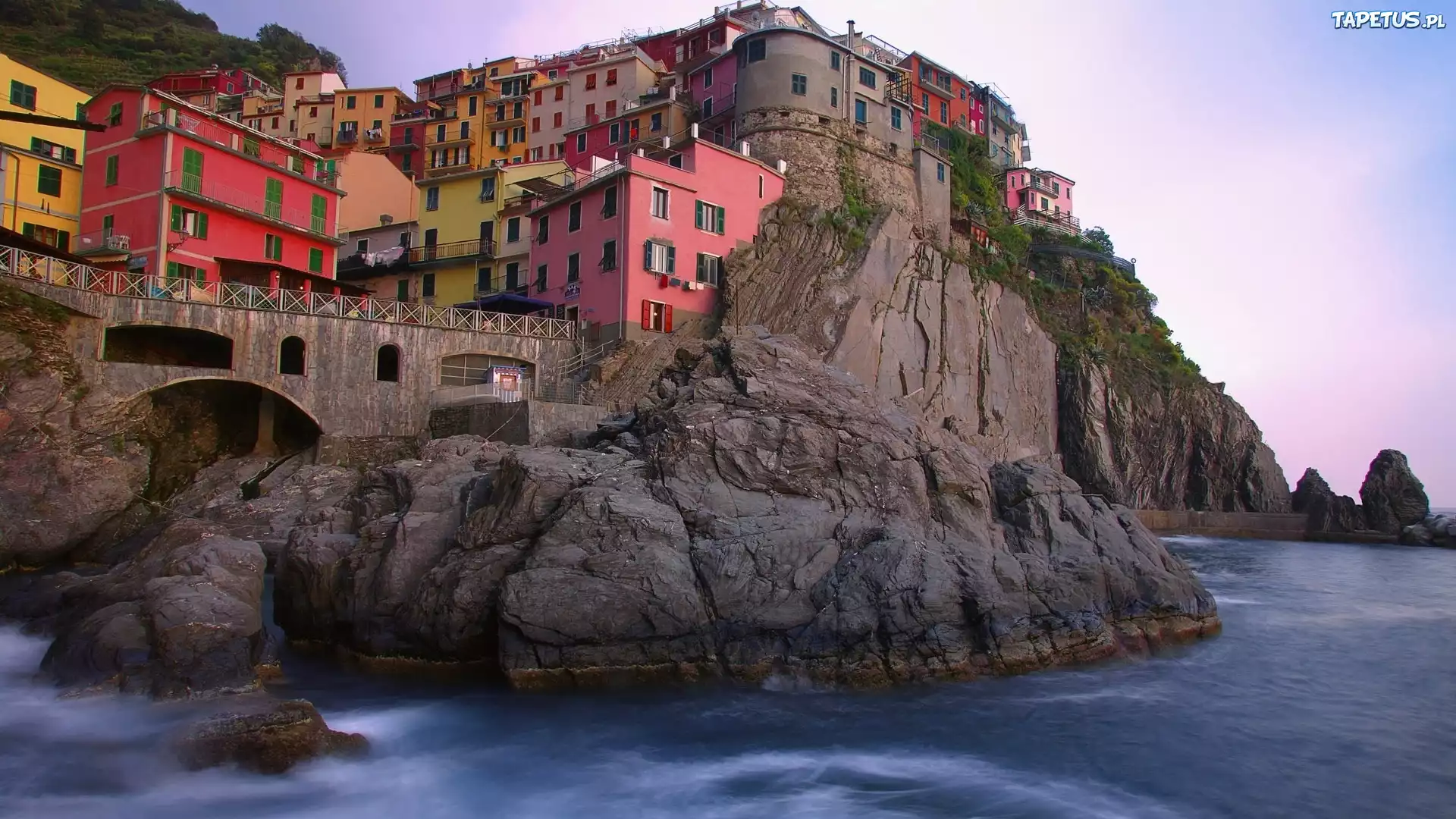 Morze, Domy, Manarola, Włochy