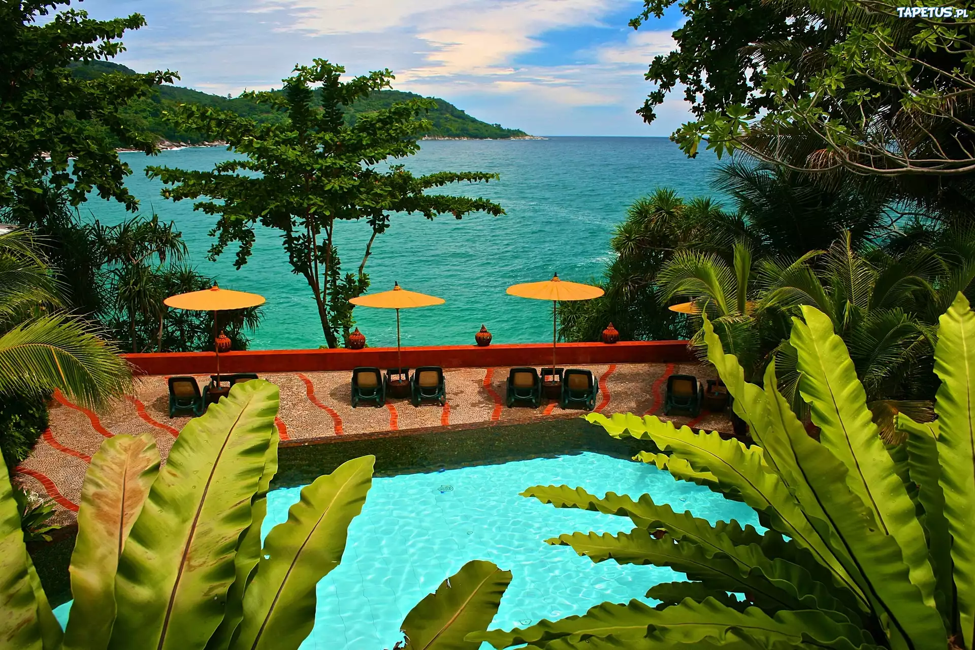 Hotel, Basen, Ocean, Wyspa