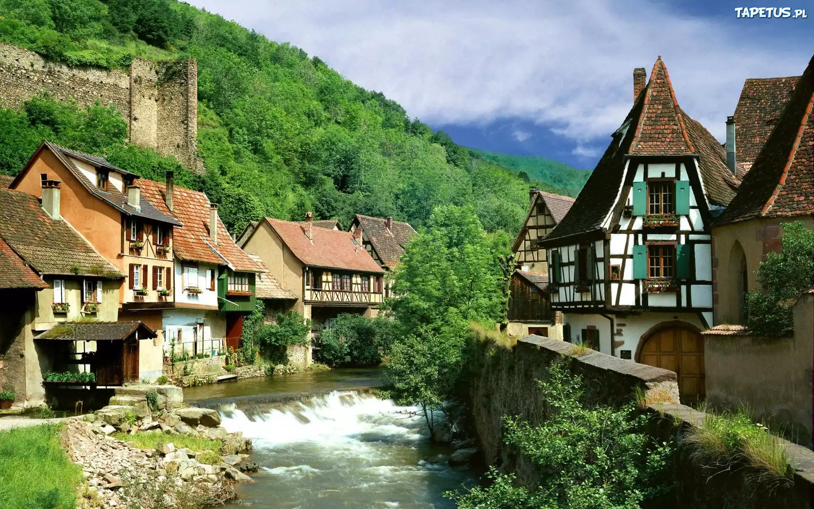 Austria, Kaysersberg, Domki, Rzeka, Lasy