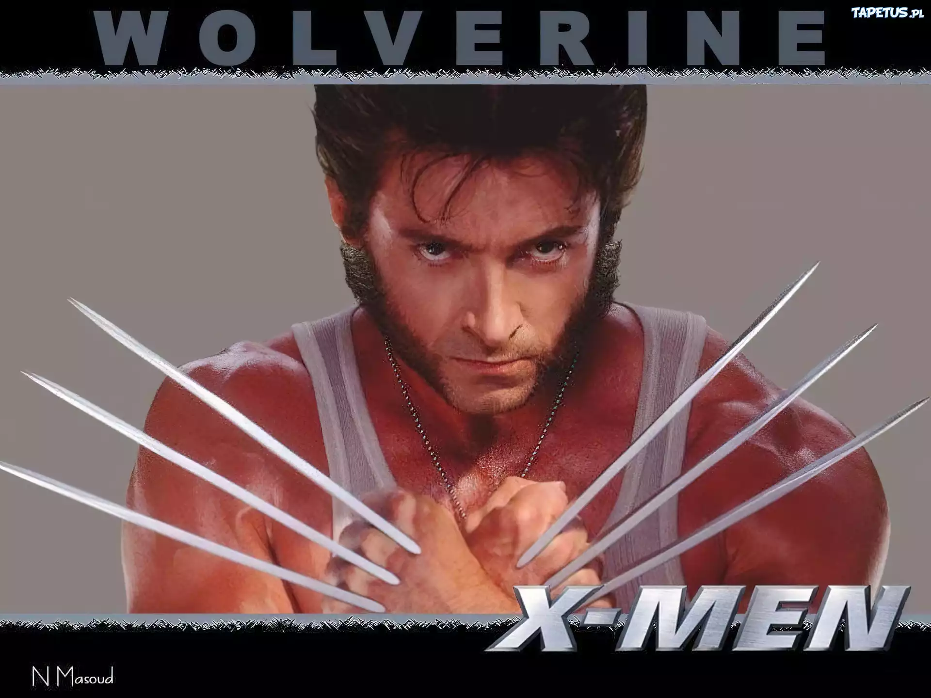 Hugh Jackman,x-men, srebrny łańcuszek