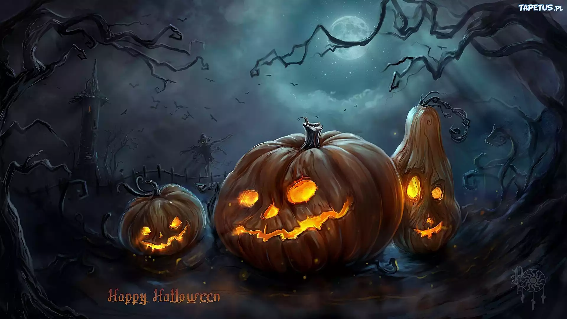 Halloween, Straszne, Dynie, Grafika