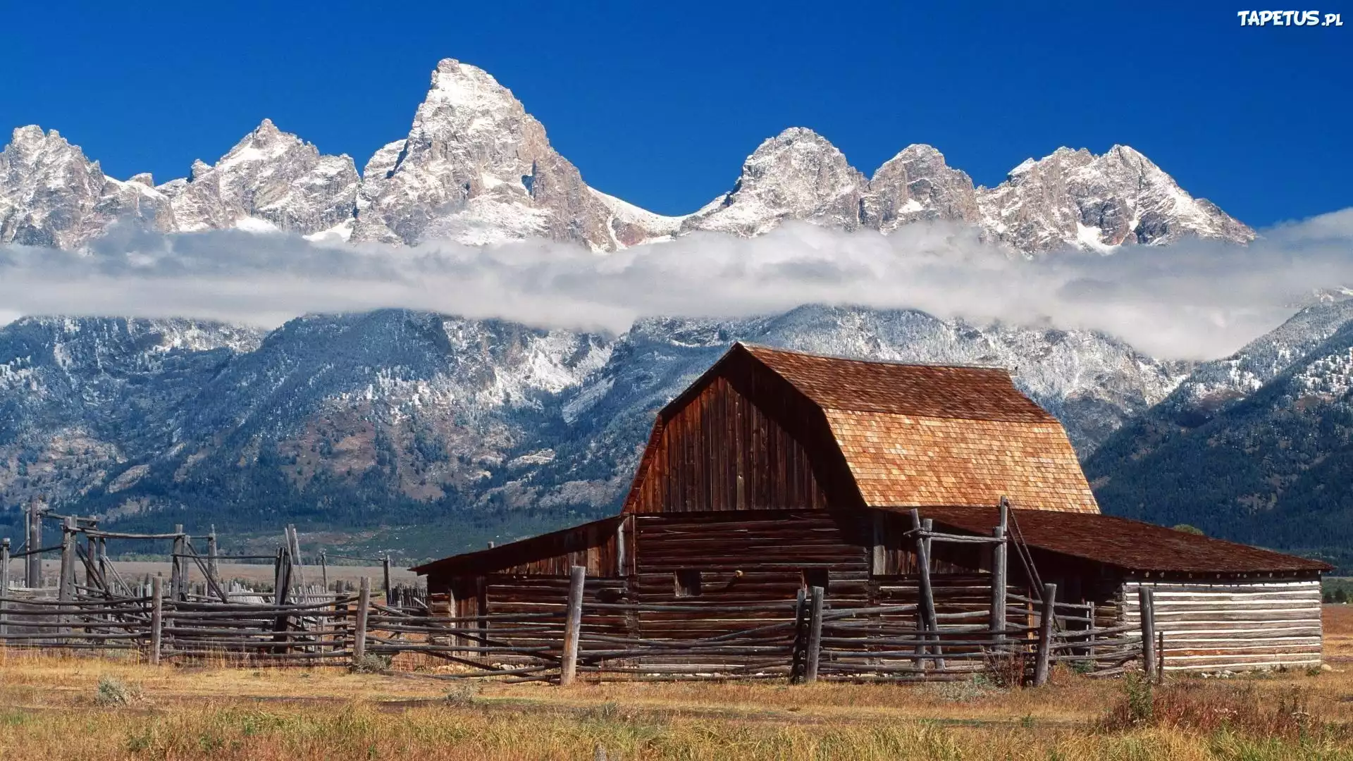 Drewniany, Dom, Góry, Wyoming