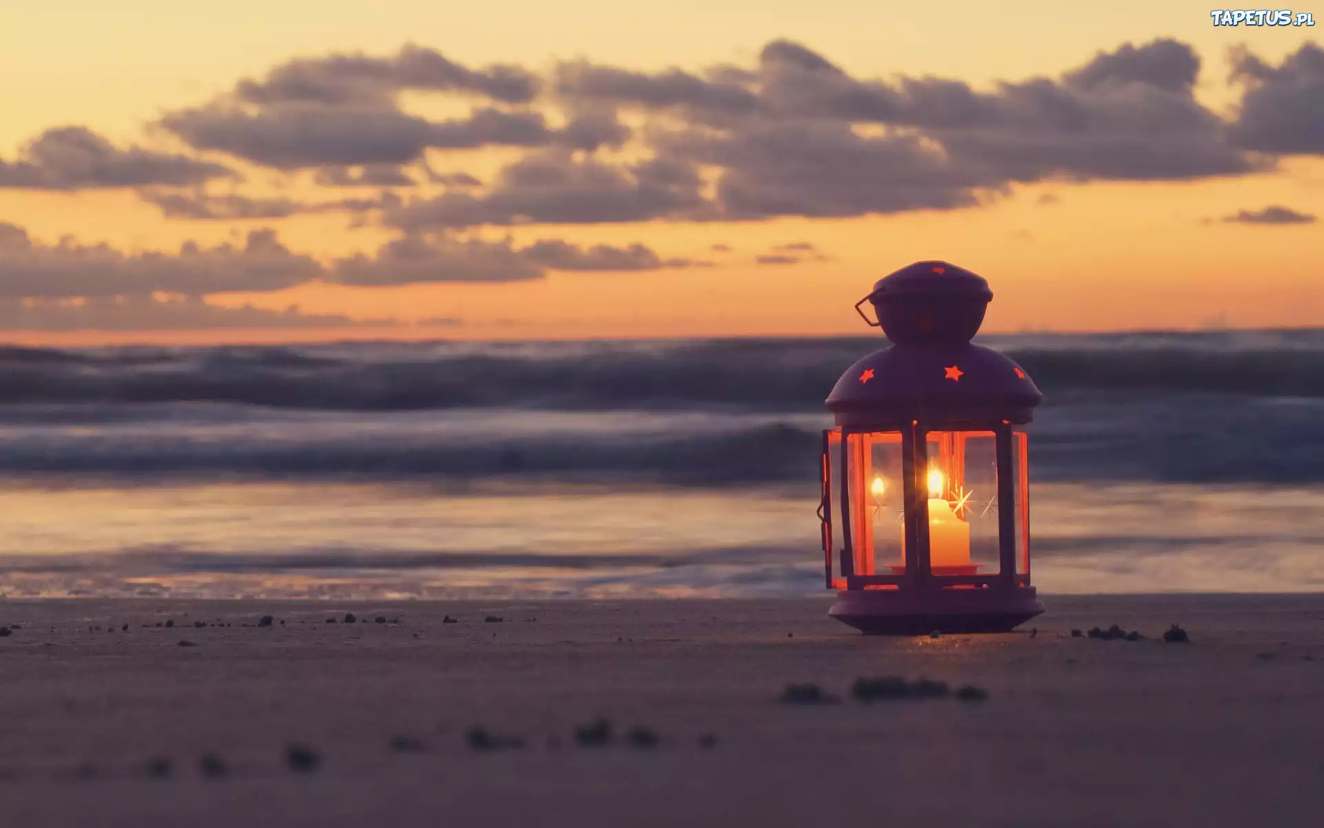 Morze, Plaża, Lampion, Chmury