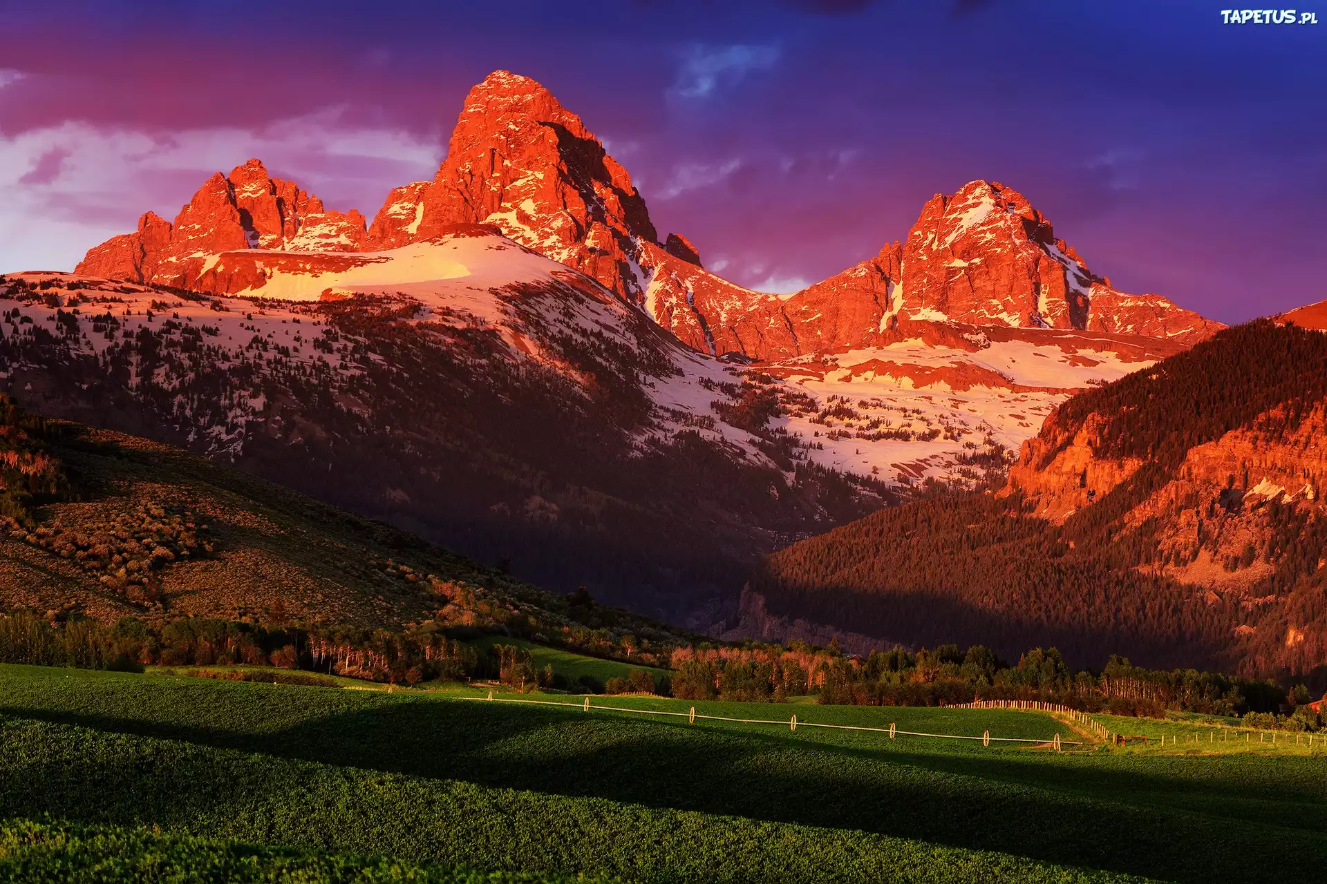 USA, Wyoming, Grand Teton National Park, Góry, Łąki