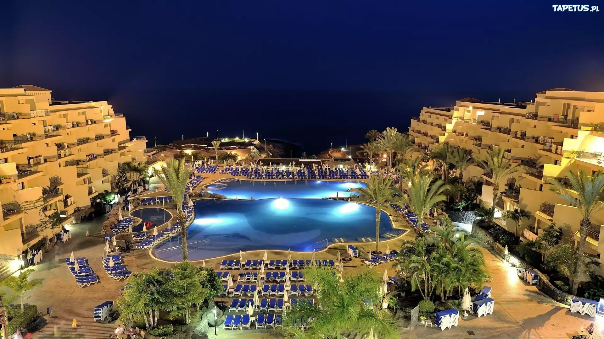 Hotel, Basen, Palmy, Wyspy Kanaryjskie