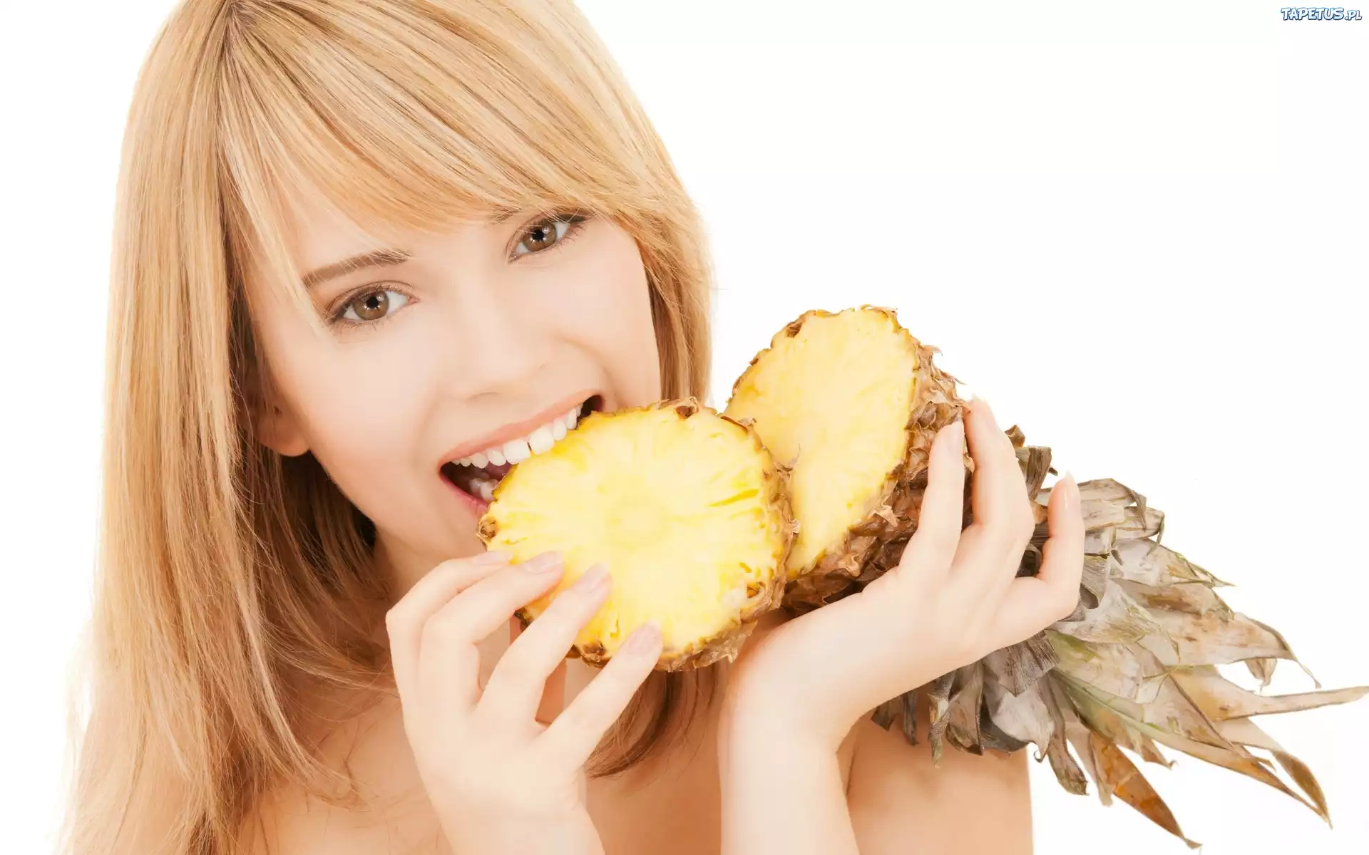 Uśmiechnięta, Dziewczyna, Ananas