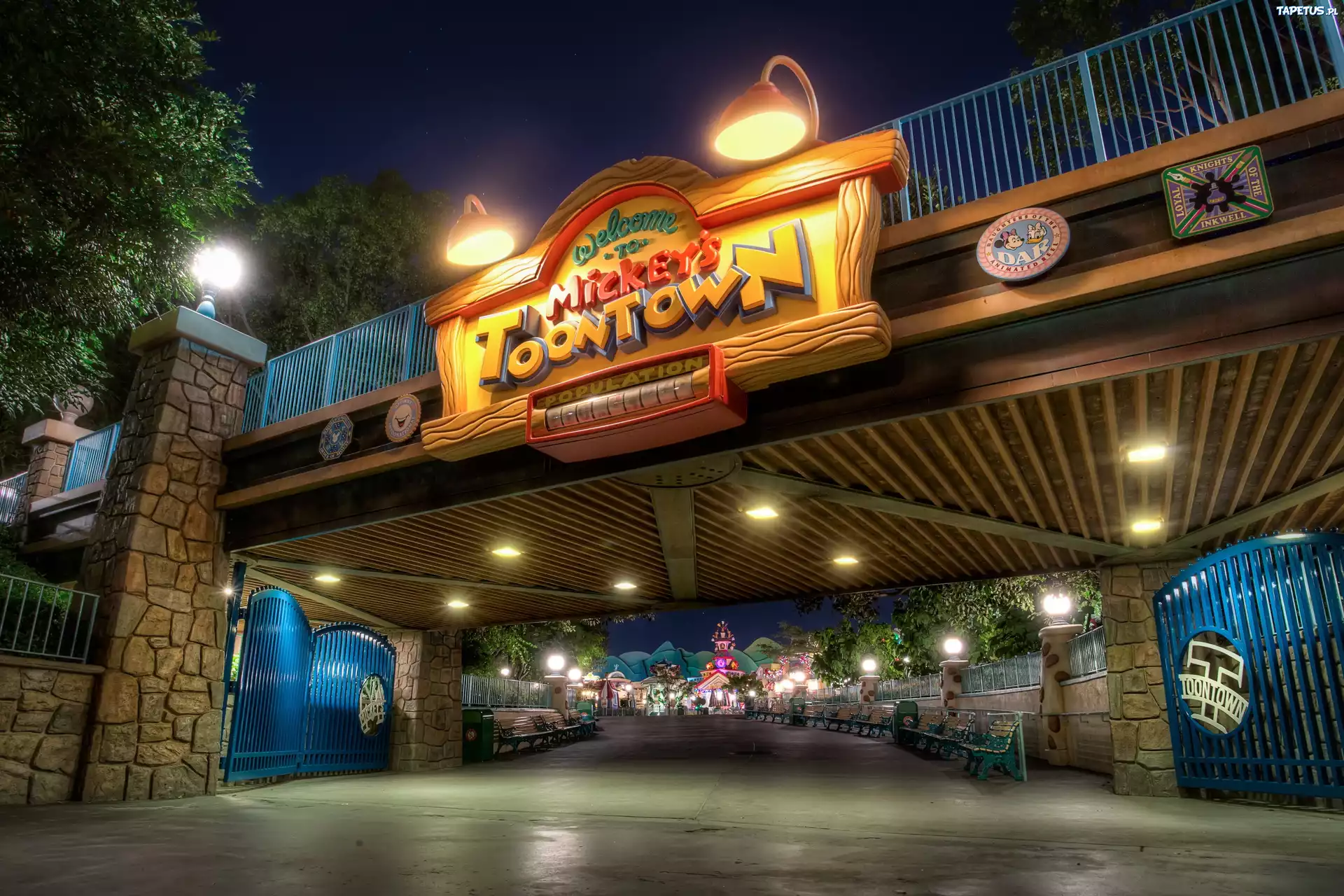 Ulica, Most, Neon, Disneyland, Kalifornia, USA
