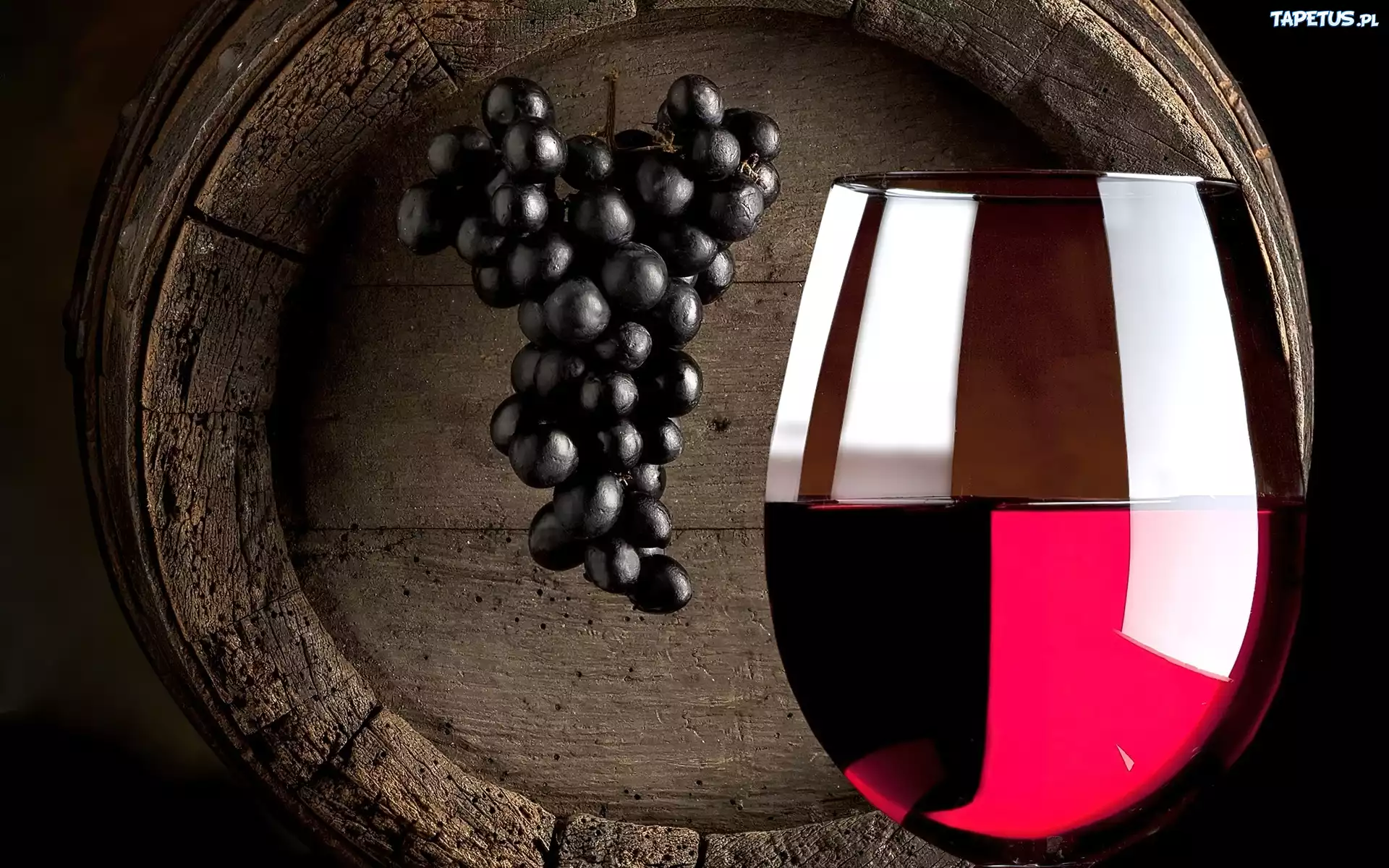Beczka, Kieliszek, Wino, Winogrona
