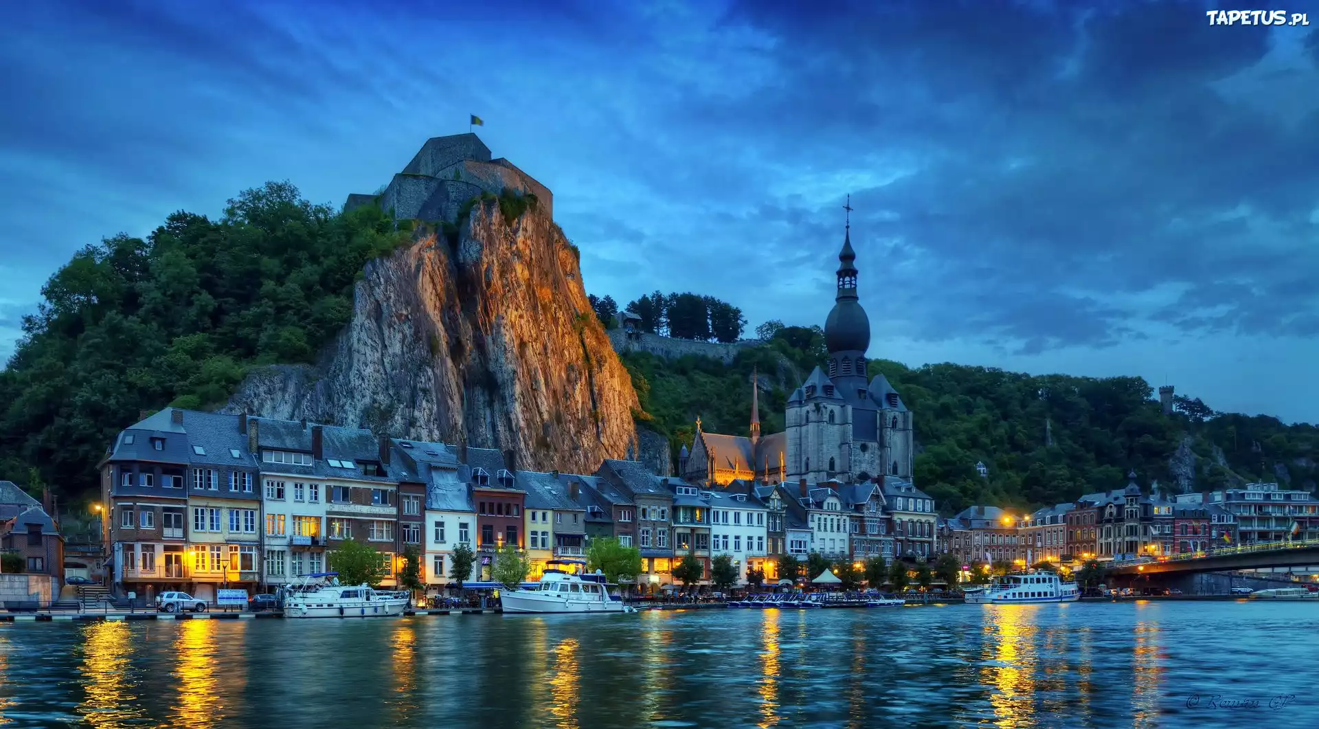Wallonia, Belgia, Miasto, Rzeka, Most