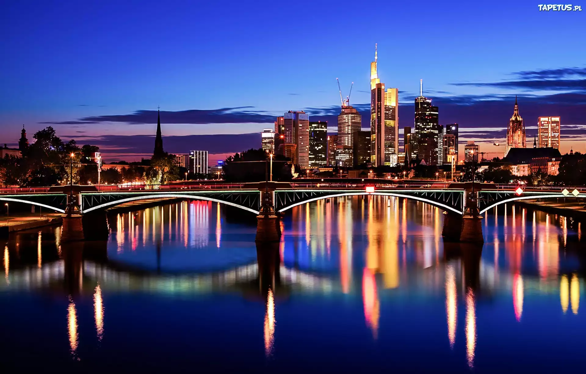 Frankfurt, Niemcy, Most, Miasto, Odbicie