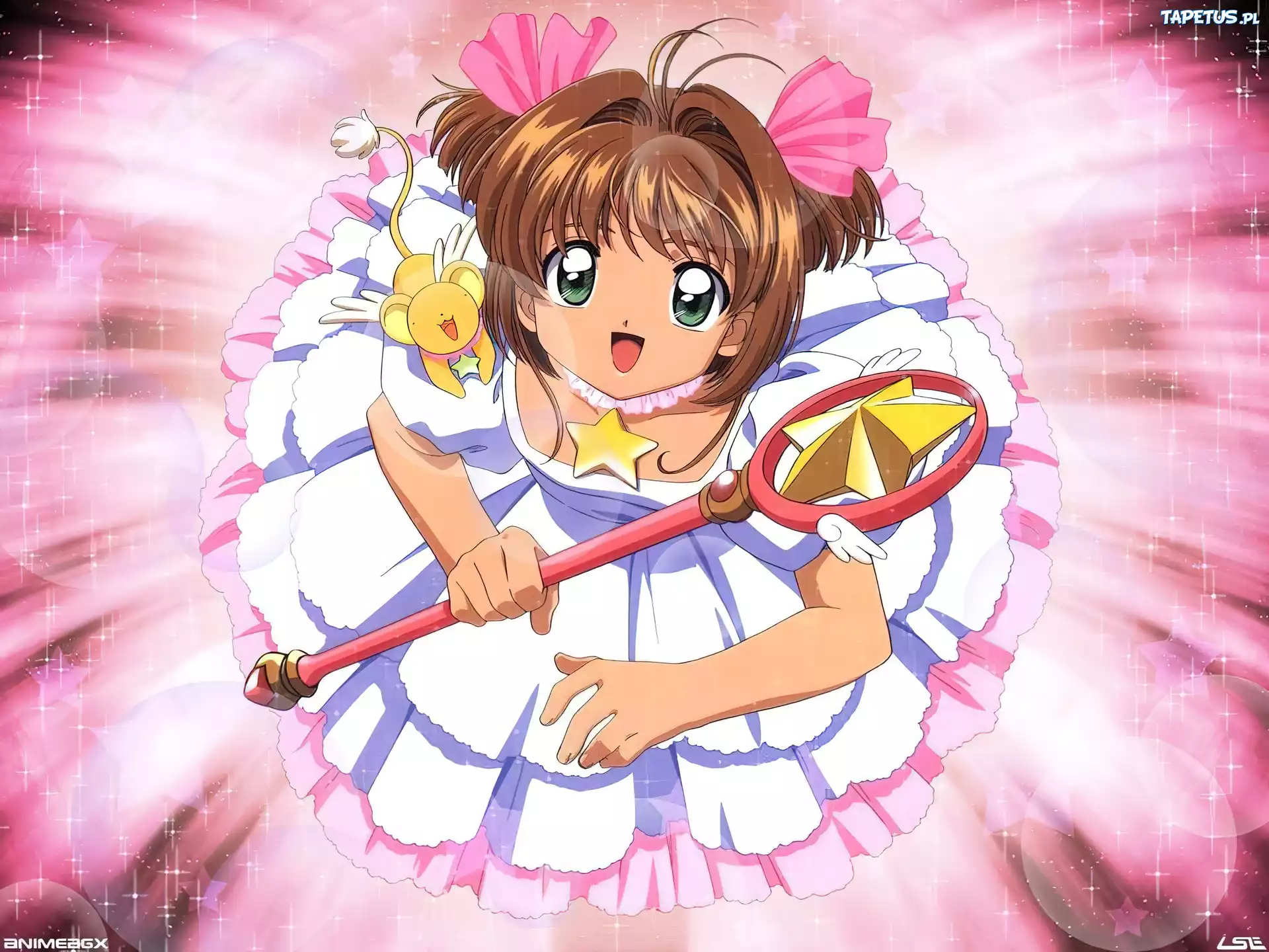 Cardcaptor Sakura, sukienka, dziewczyna, kij
