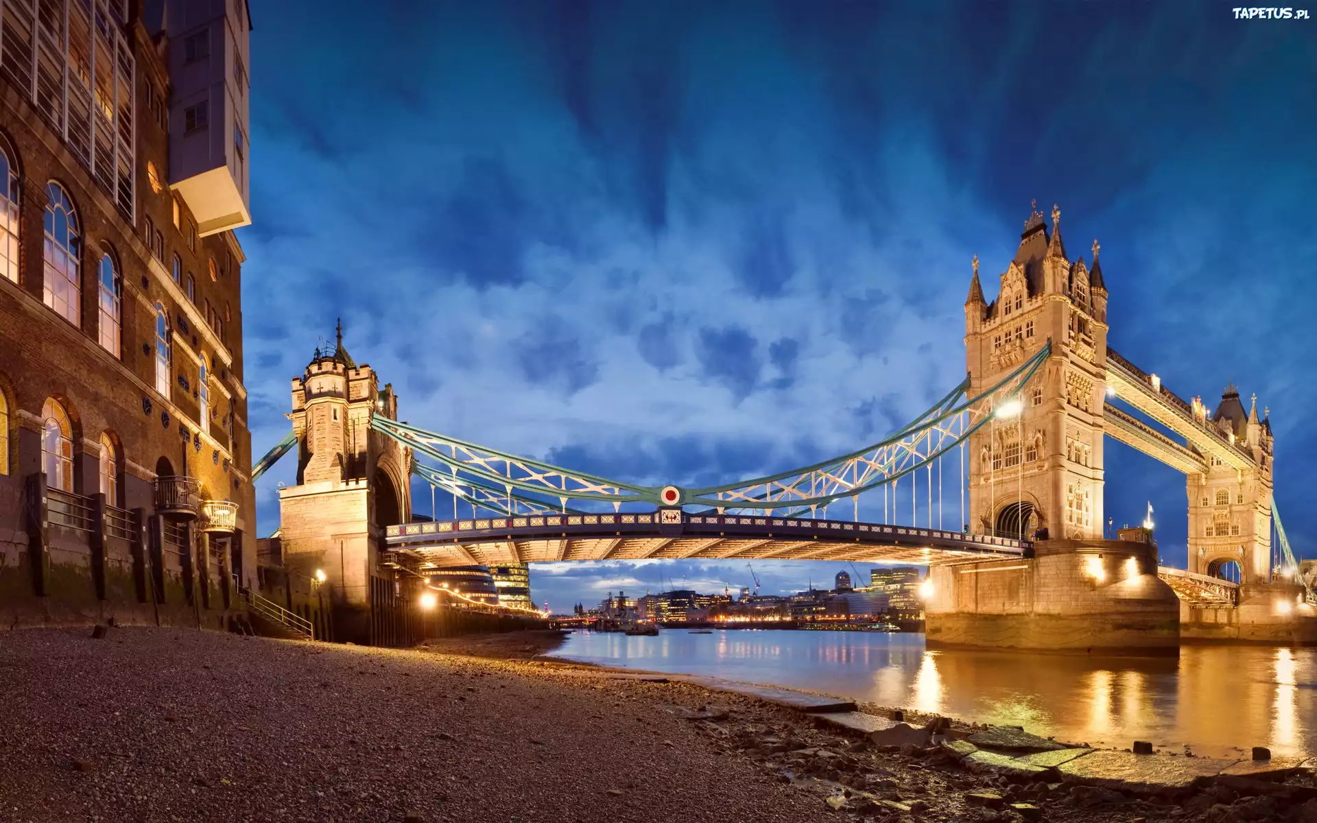 Rzeka, Most Tower Bridge, Panorama, Londyn, Anglia