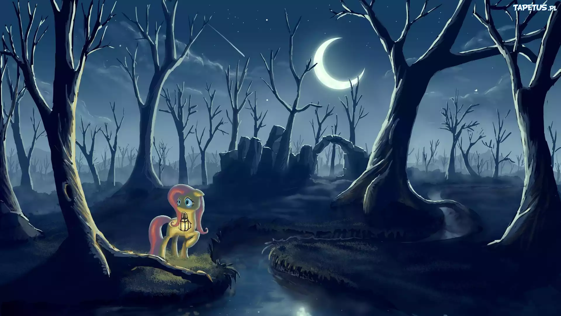 My Little Pony, Noc, Księzyc, Drzewa