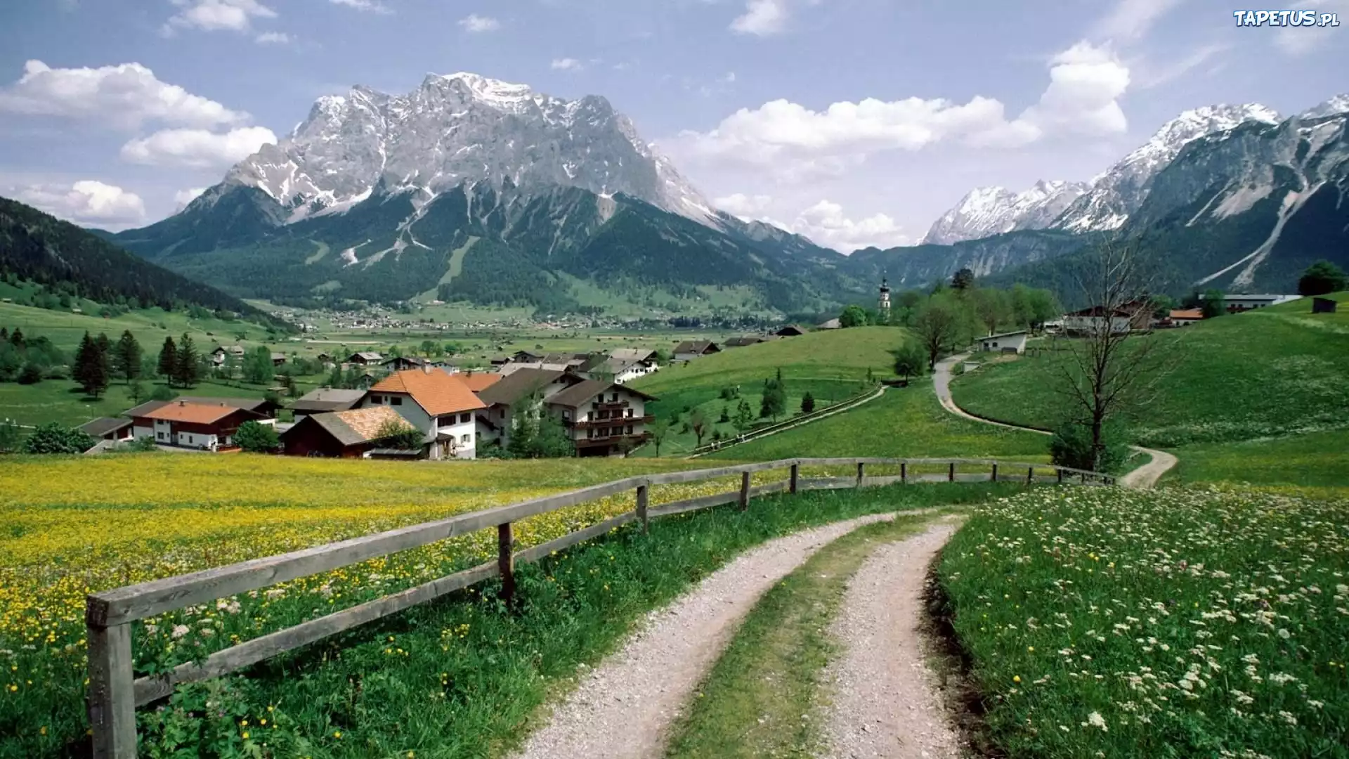 Alpejska, Wioska, Pola, Łąki