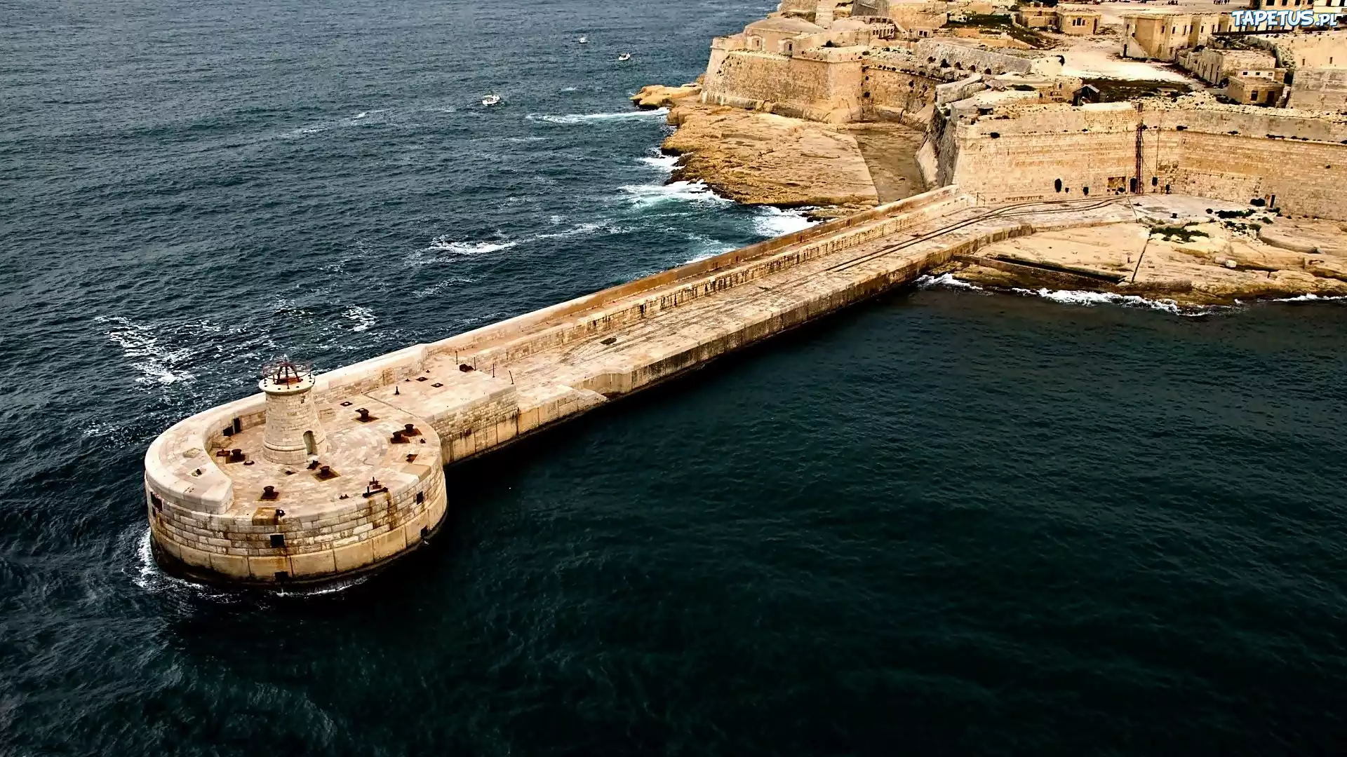 Malta, Morze, Domy, Latarnia, Morska
