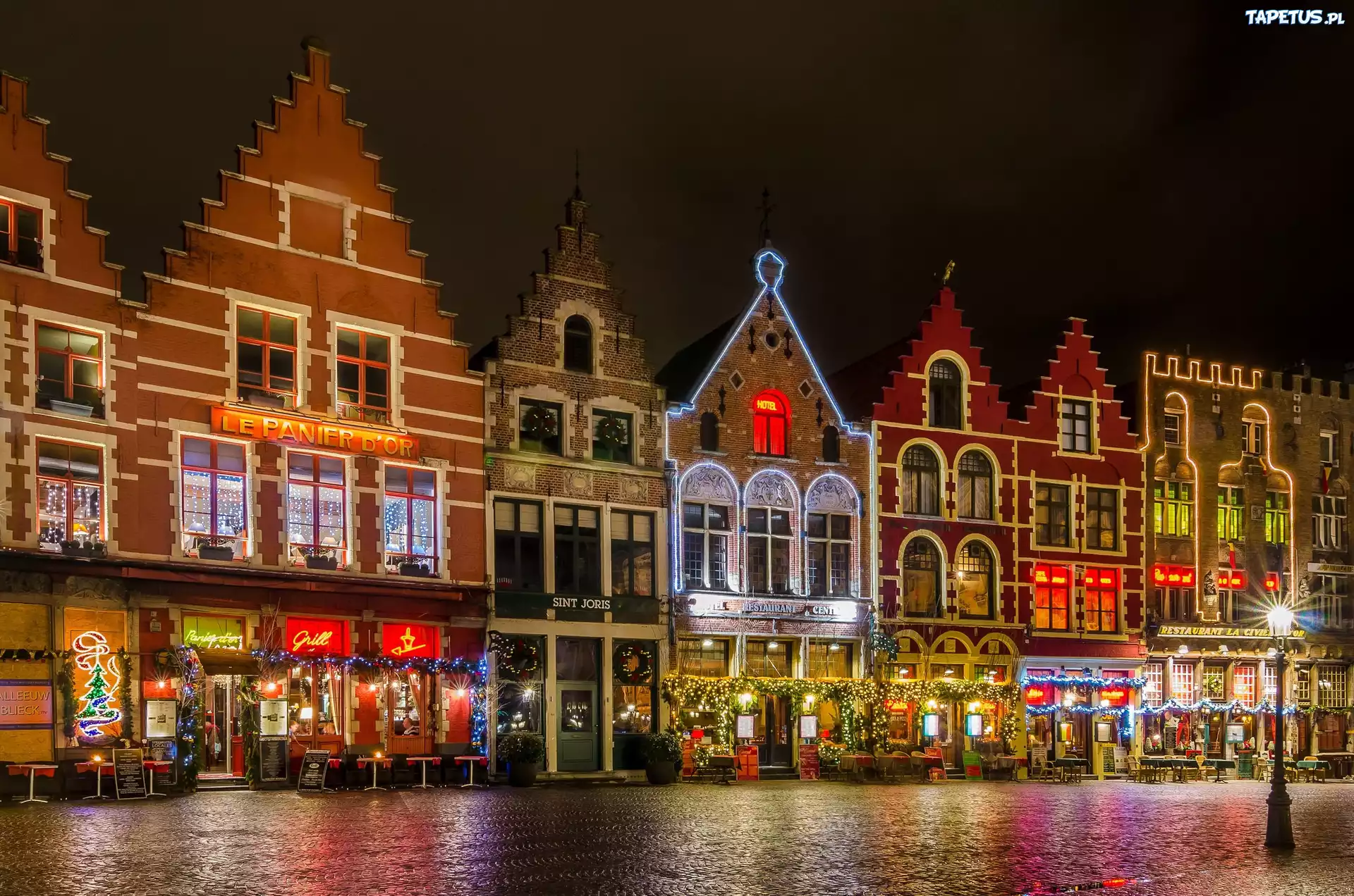 Miasto, Noc, Brugia, Belgia