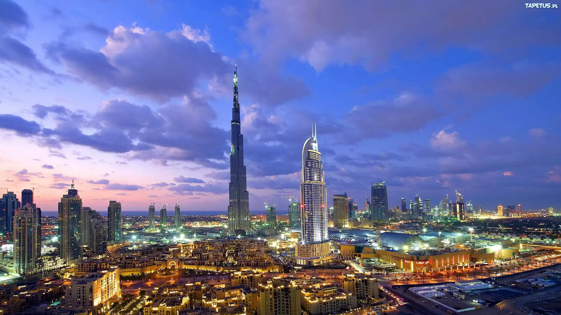 Świt, Panorama, Miasta, Dubaj, Zjednoczone Emiraty Arabskie, Azja