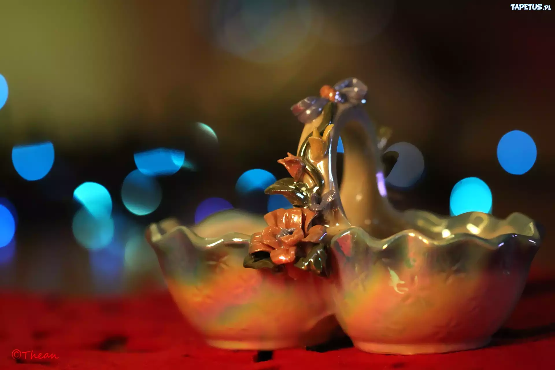 Porcelanowy, Koszyczek, Kwiatki, Bokeh