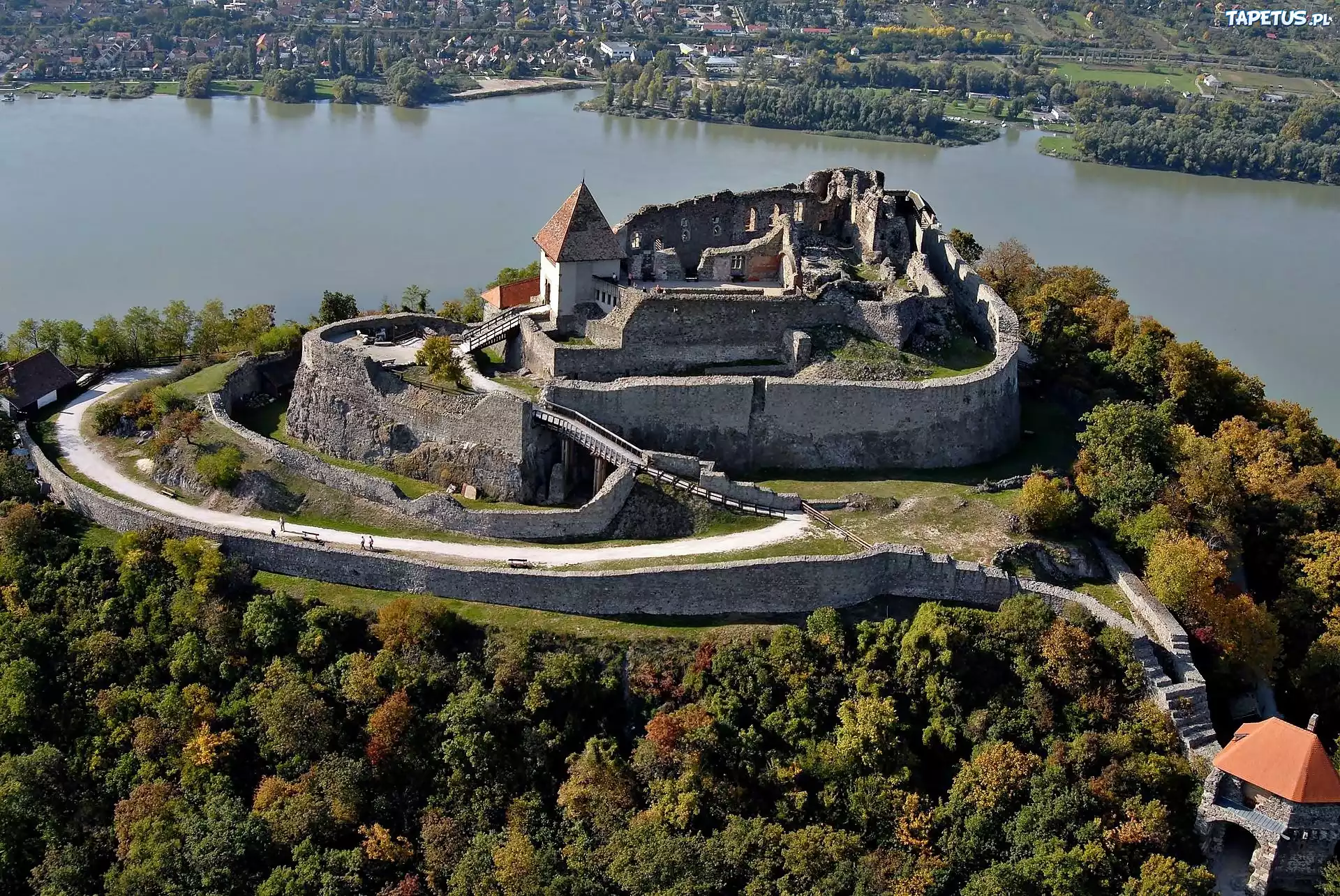 Wzgórze, Wyszehrad, Ruiny, Dunaj, Panorama, Nagymaros
