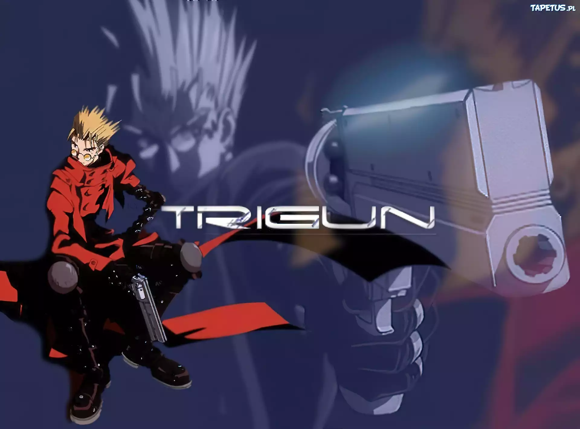 Trigun, siedząca, postać, lufa